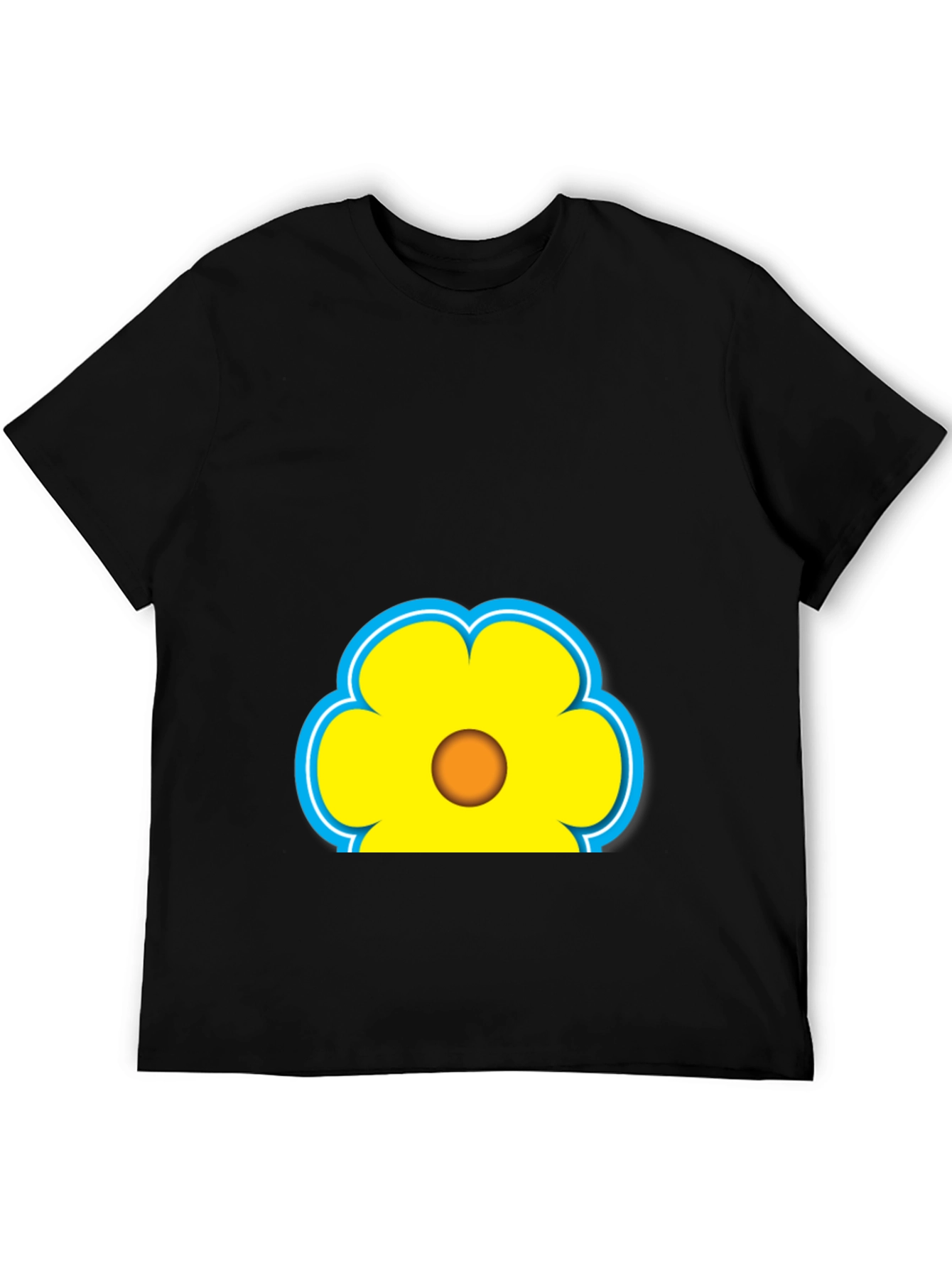 Black Fun Flower Graphic Tee - Black Cotton Blend Casual Shirt view 5