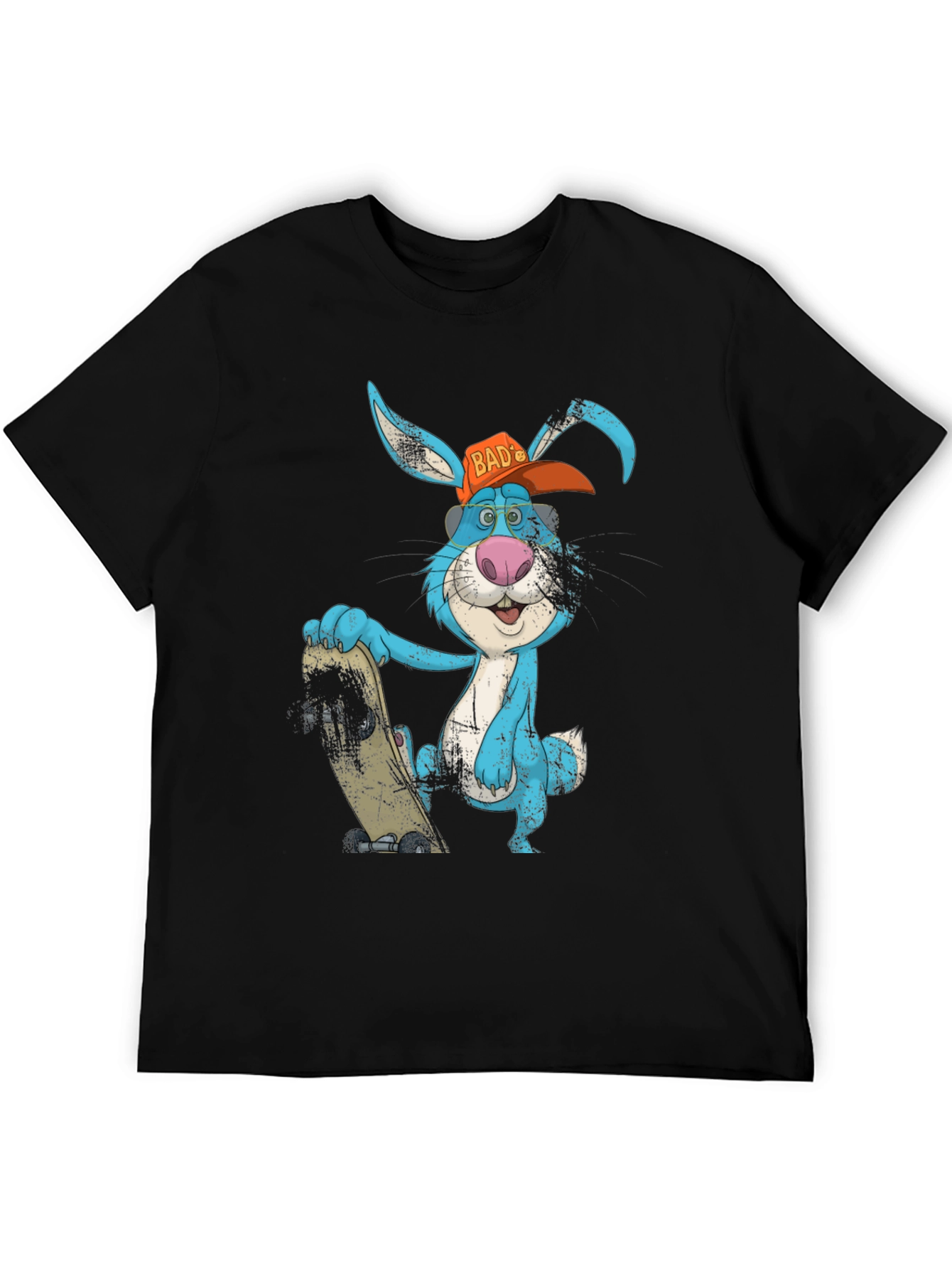 Black Skater Bunny Graphic Tee - Cool Cartoon Style view 5