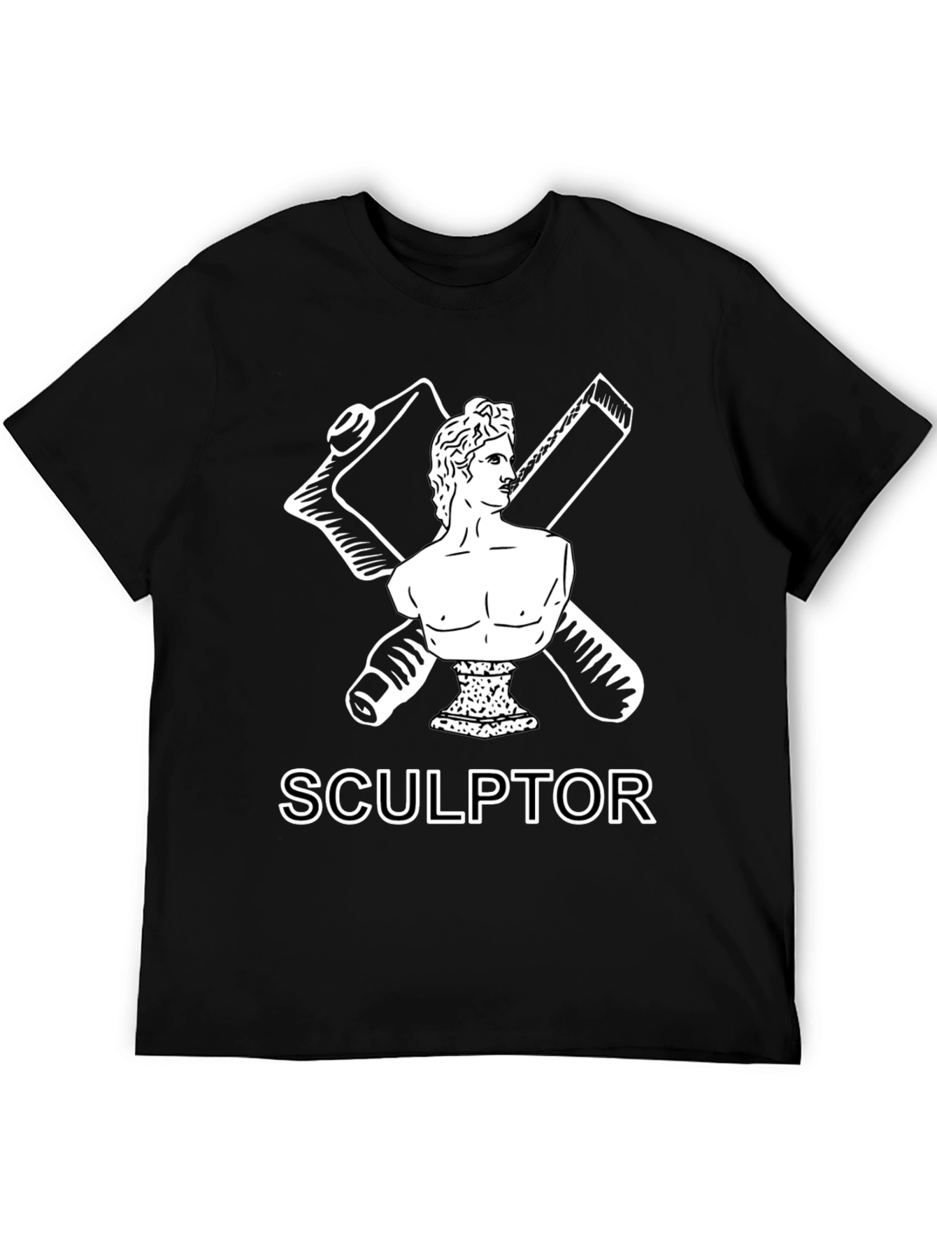 Black Sculptor Graphic Tee - Artistic Black T-Shirt view 5