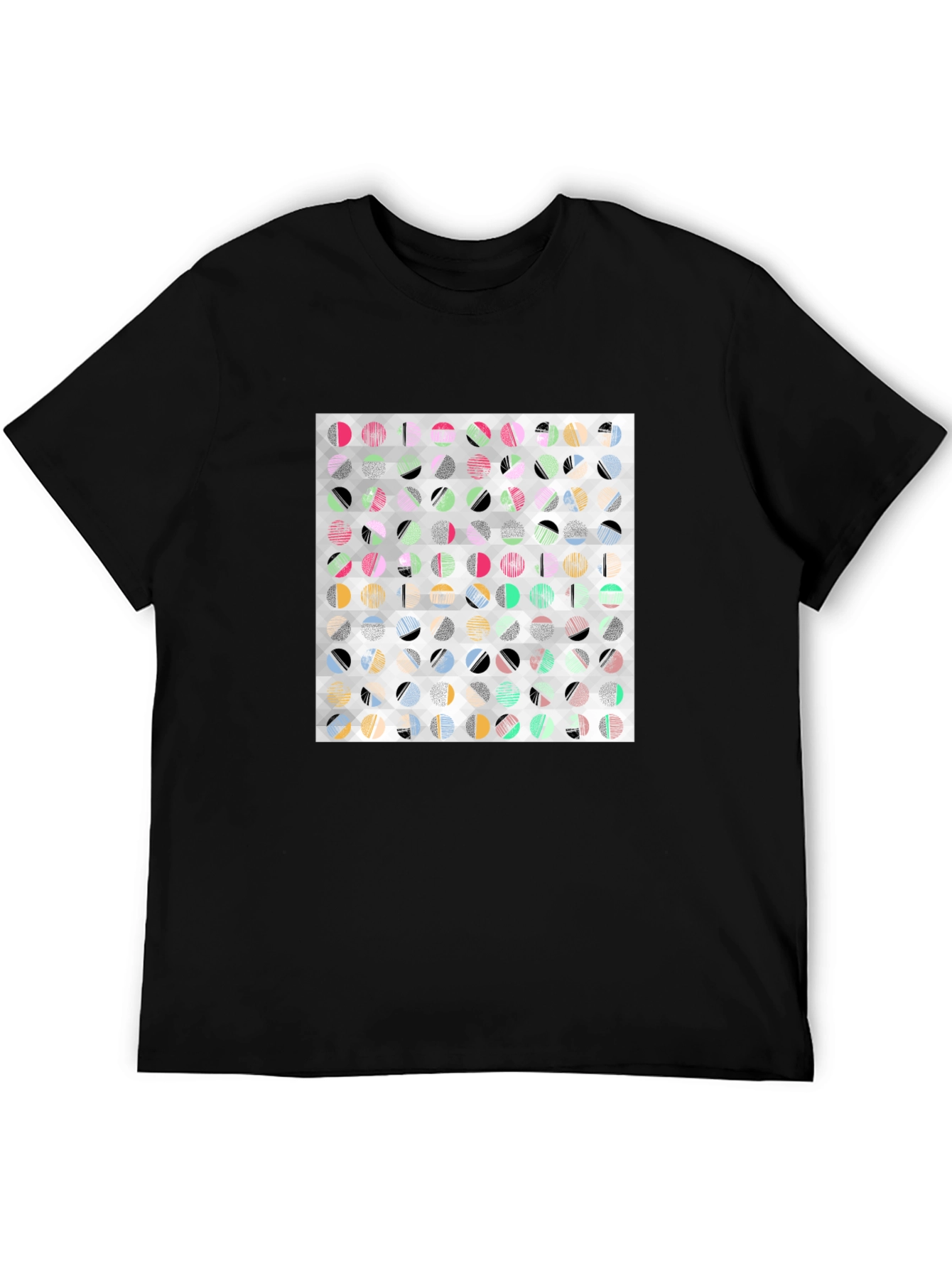 Black Abstract Geometric Print Black T-Shirt view 5
