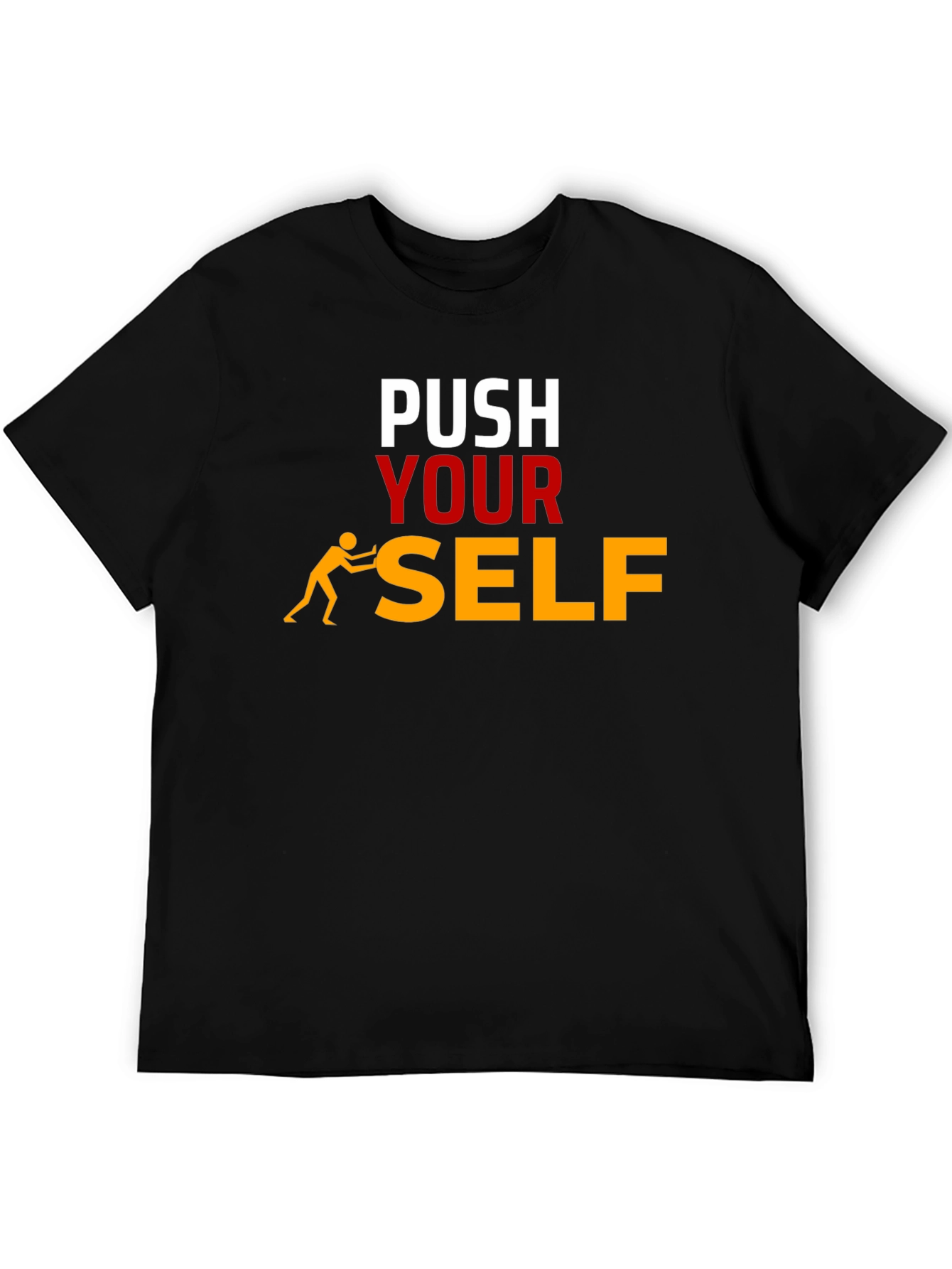 Black Push Yourself Graphic T-Shirt - Motivational Tee view 5