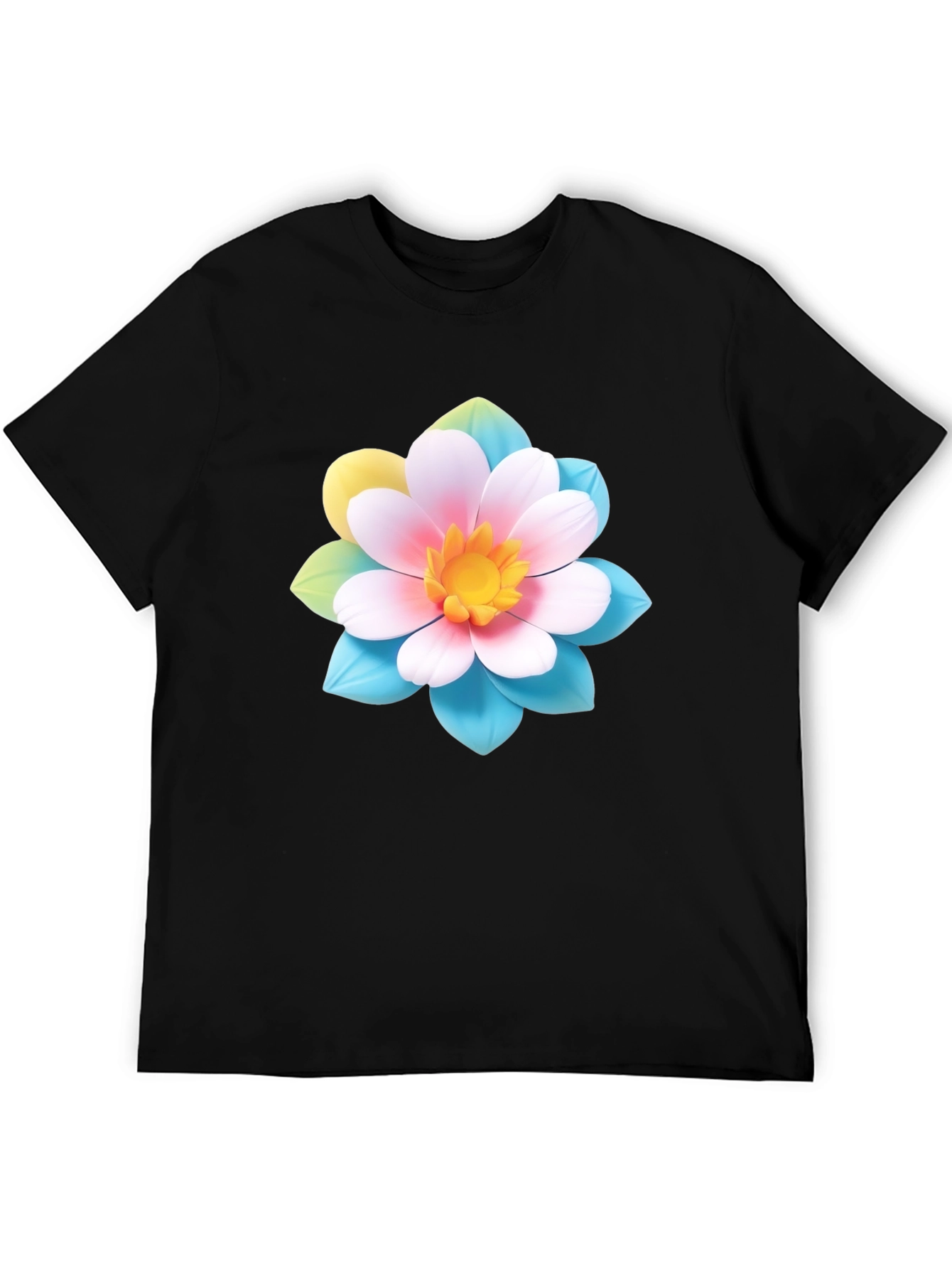 Black Floral Graphic Tee - Black Cotton Blend T-Shirt view 5
