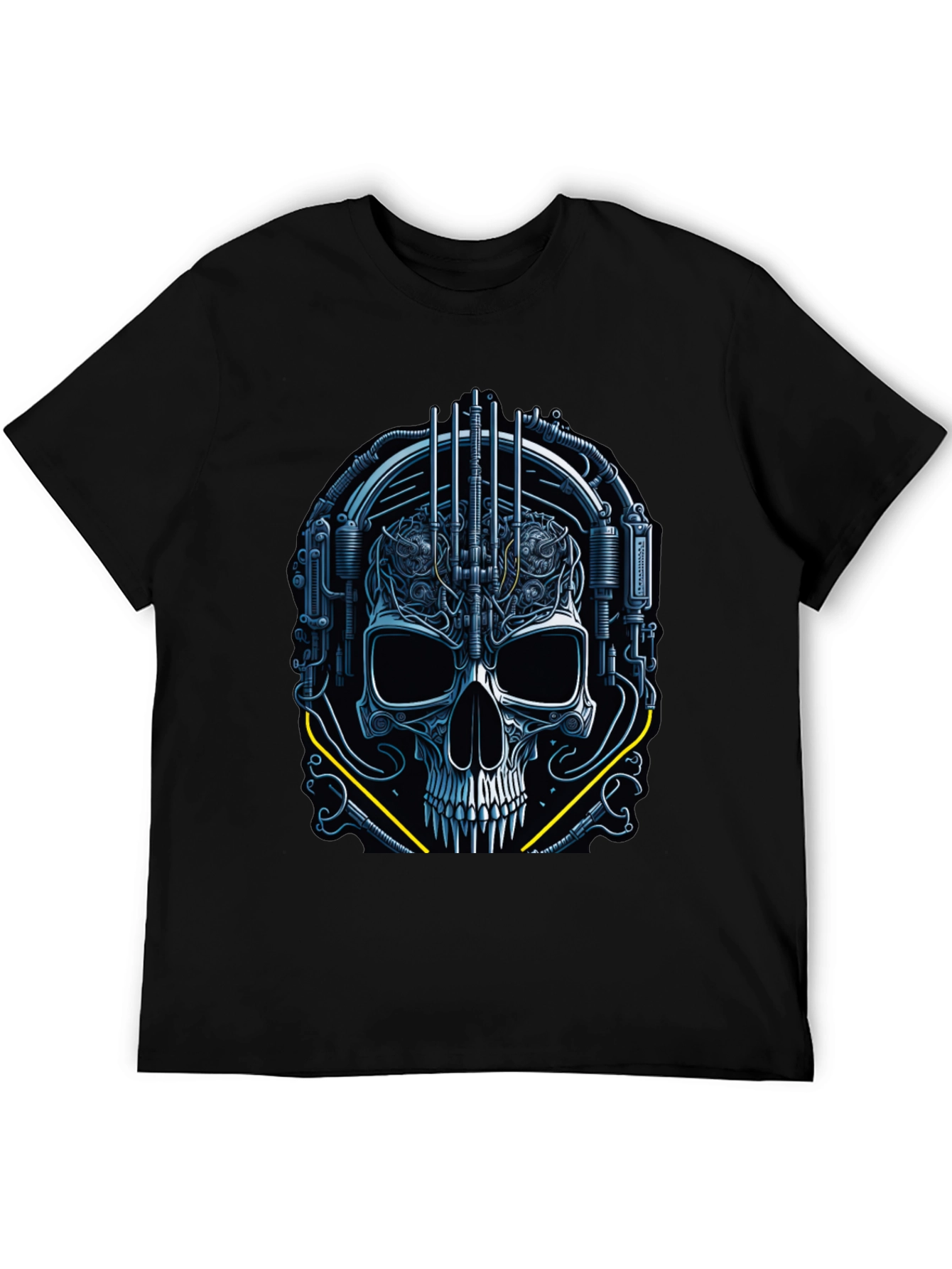 Black Cyberpunk Skull Graphic Tee - Dark Future Style view 5