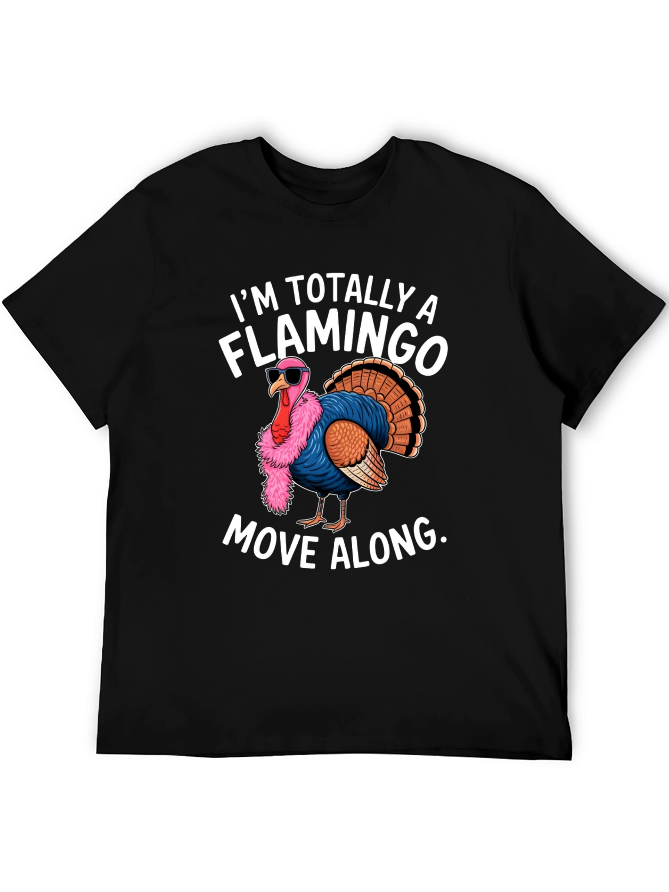 Black Funny Turkey Flamingo Graphic T-Shirt view 5