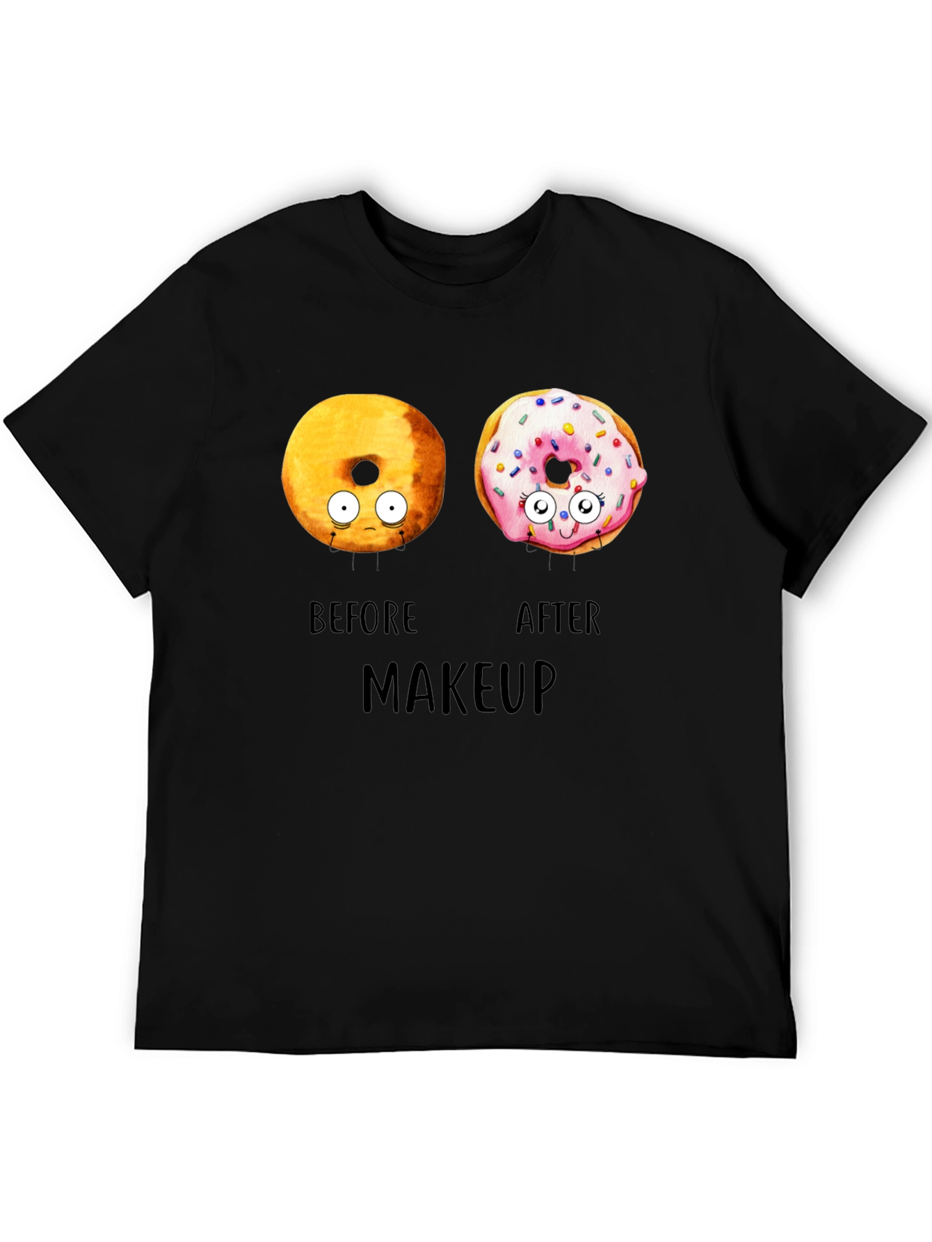 Black Donut Before & After Makeup T-Shirt - Funny Tee view 5