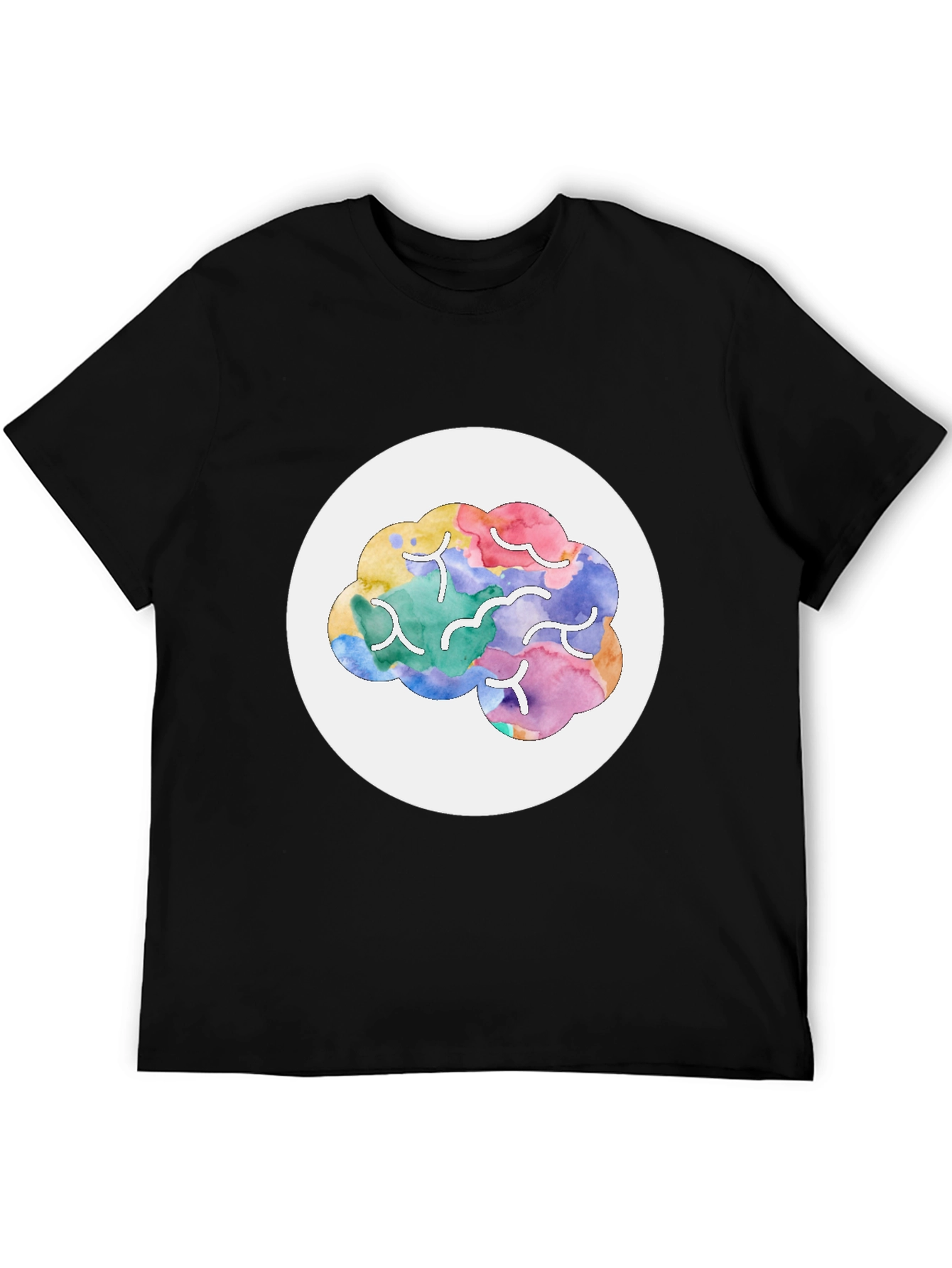 Black Brain Graphic Print Crew Neck T-Shirt view 5
