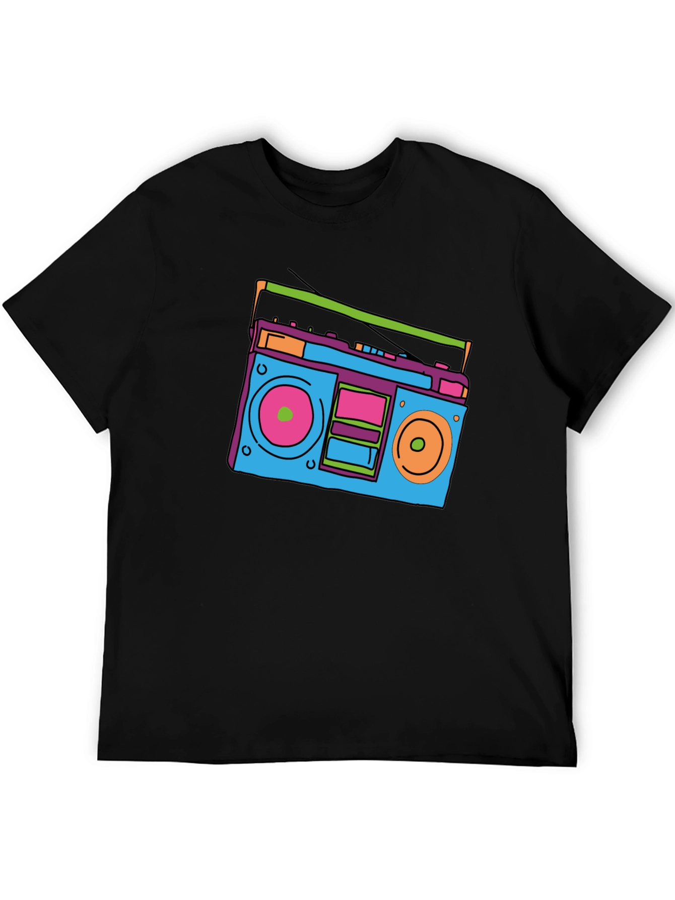 Black Retro Boombox Graphic Tee - Classic 80s Style view 5