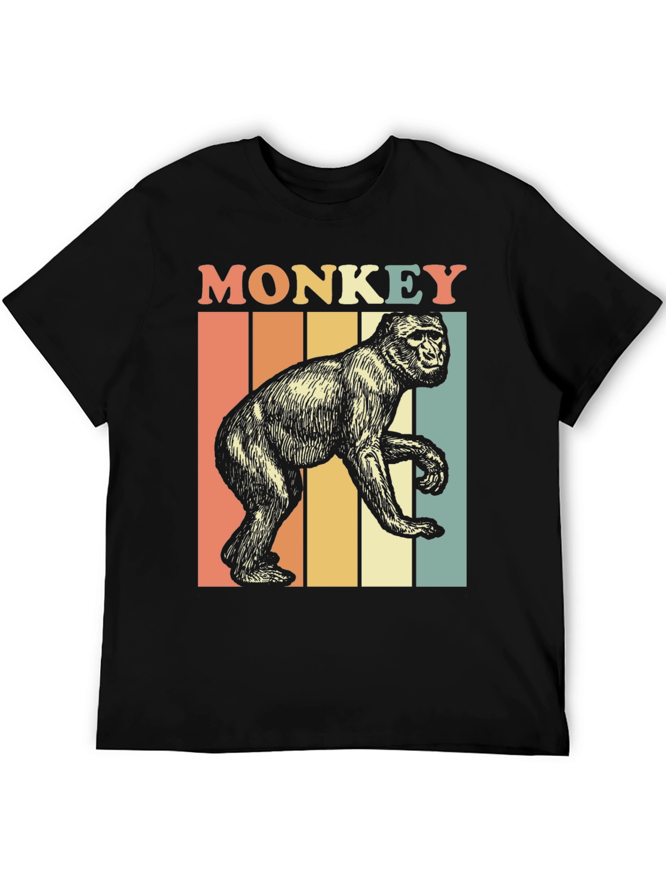 Black Retro Monkey Graphic T-Shirt view 5