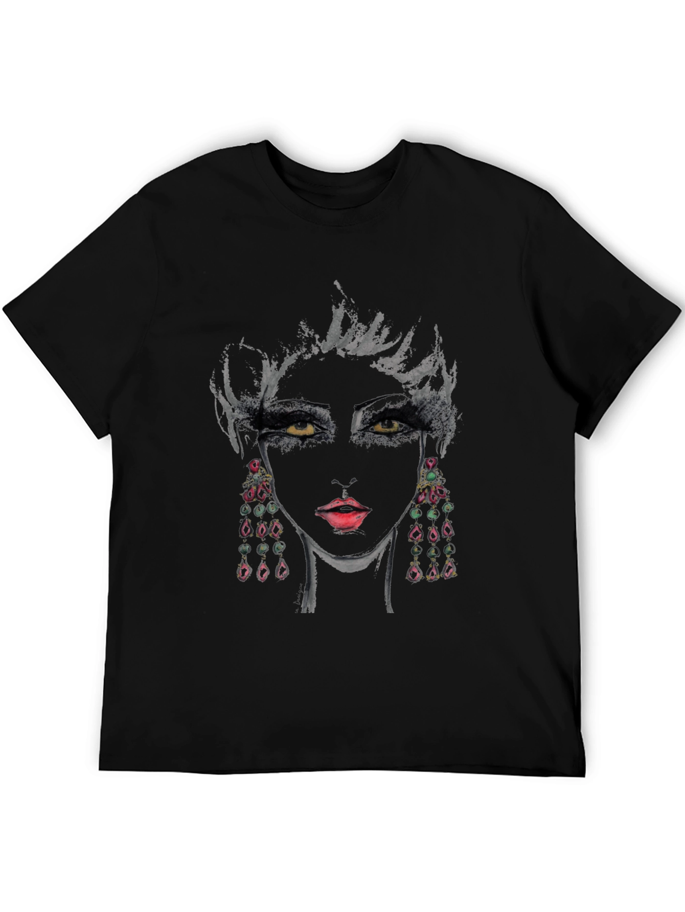 Black Edgy Woman Portrait Graphic T-Shirt view 5