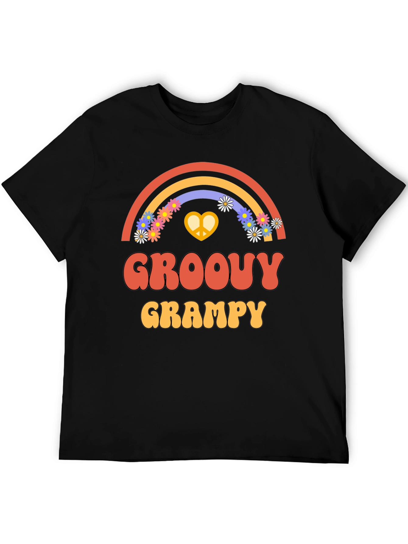 Black Groovy Grampy T-Shirt - Retro Rainbow Design view 5