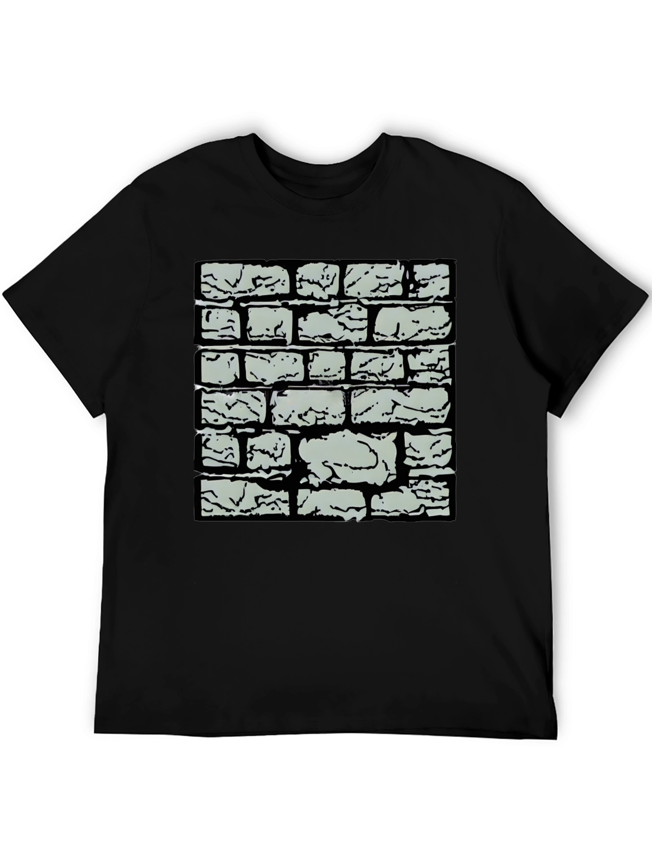 Black Brick Wall Graphic Tee - Cool Casual Style view 5