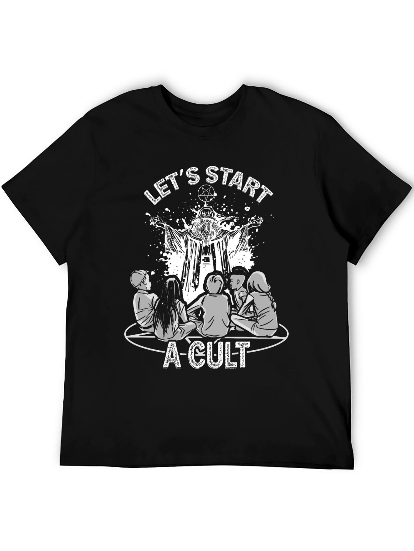 Black Let's Start a Cult Graphic Tee view 5