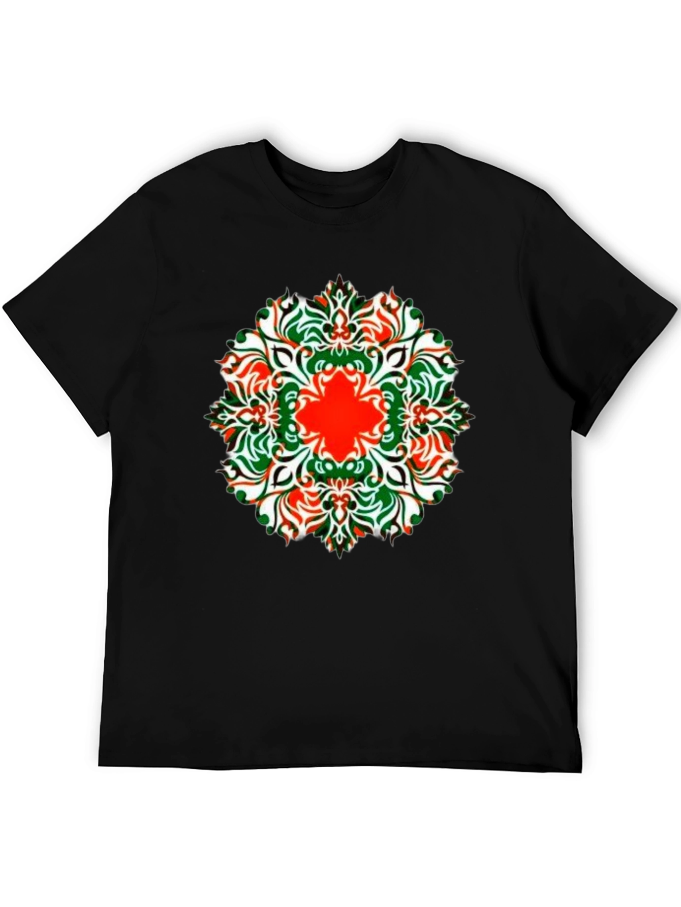 Black Stylish Black Tee with Colorful Mandala Design view 5