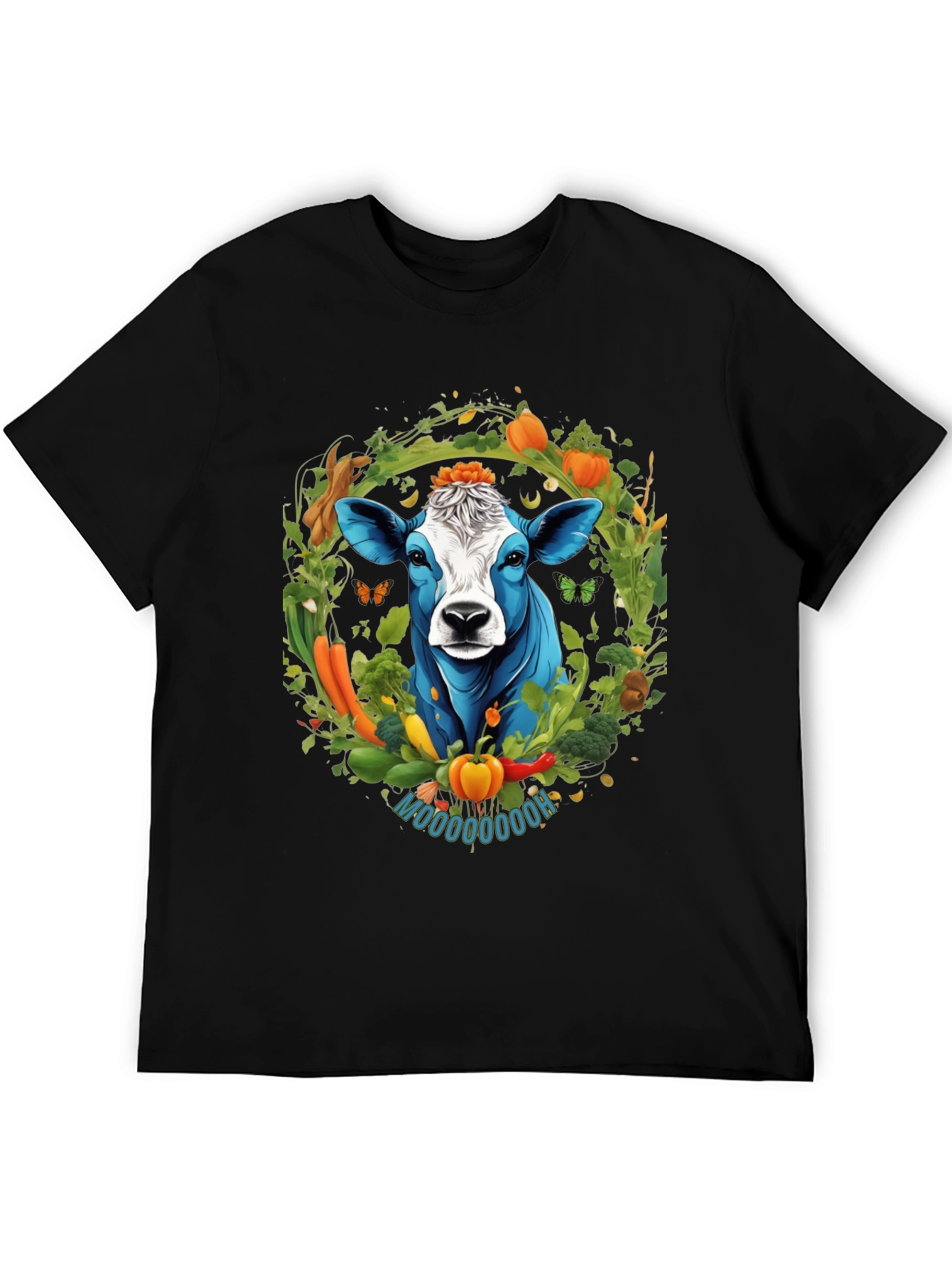 Black Vegan Cow Graphic Tee - Farm Fresh Style view 5