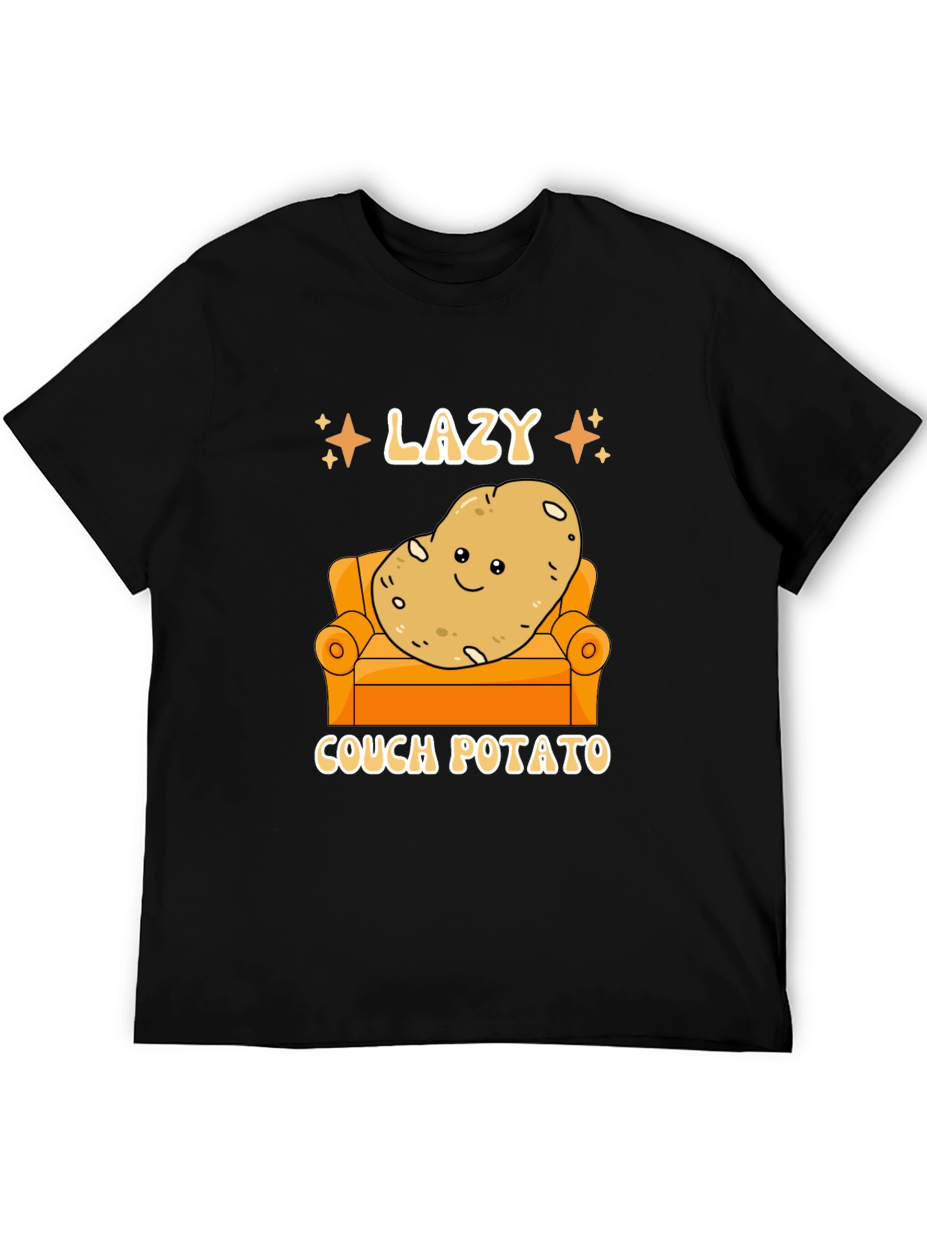 Black Lazy Couch Potato Graphic T-Shirt Funny Design view 5
