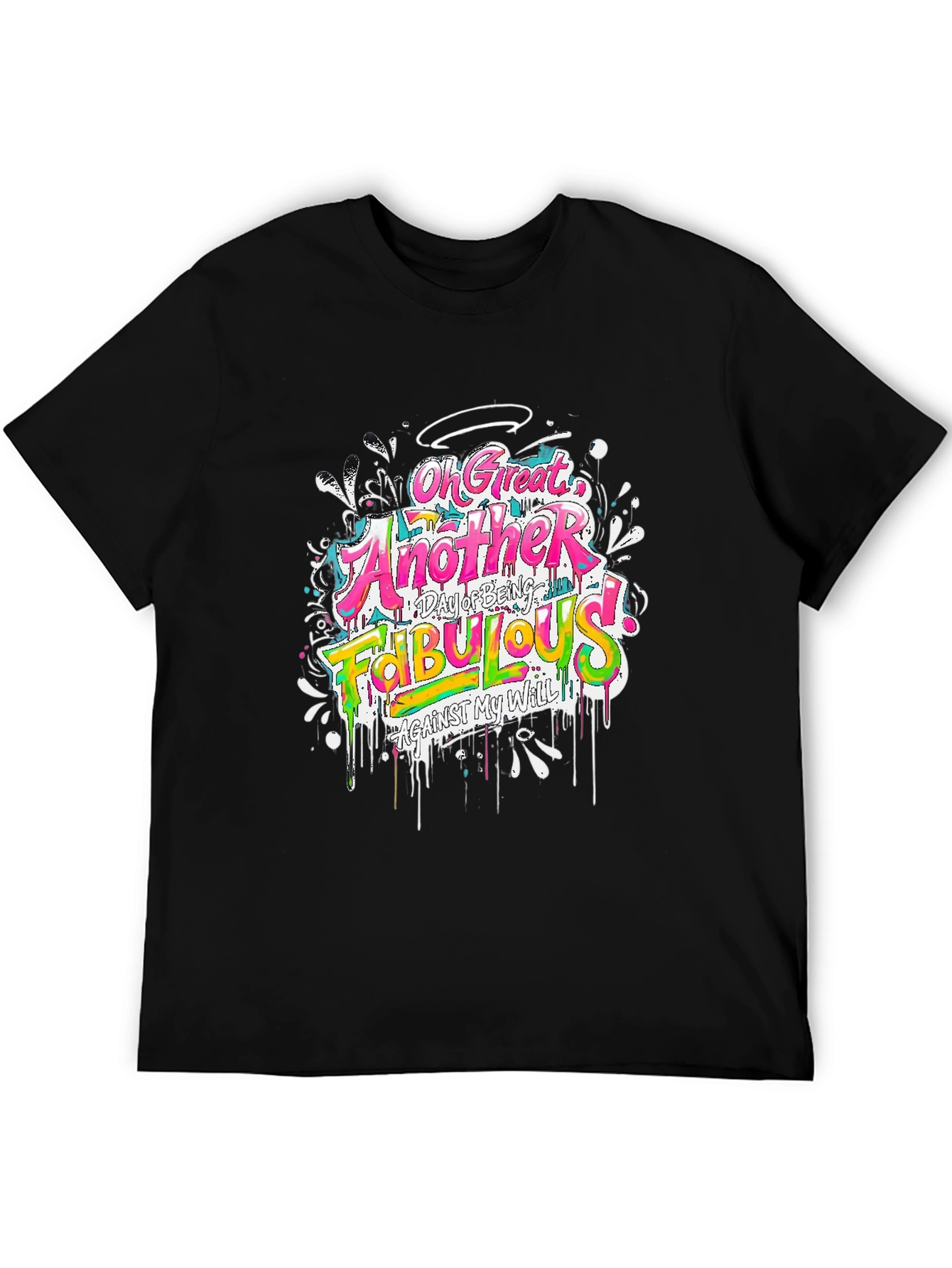 Black Funny Fabulous Graphic Tee - Unisex Casual Black T-Shirt view 5