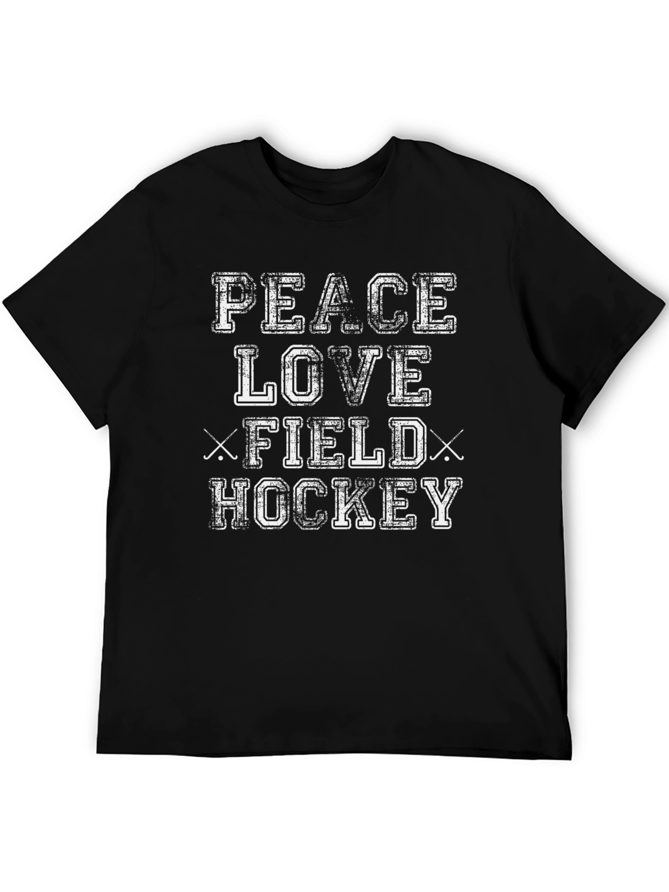 Black Peace Love Field Hockey T-Shirt - Black Cotton Tee view 5