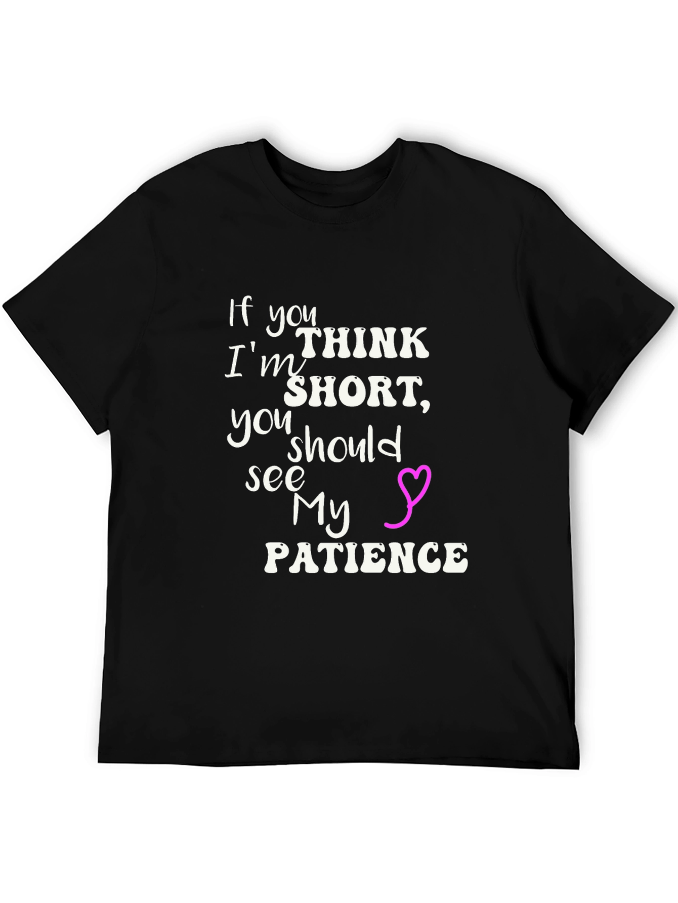 Black Humorous "Short Patience" Graphic Tee view 5