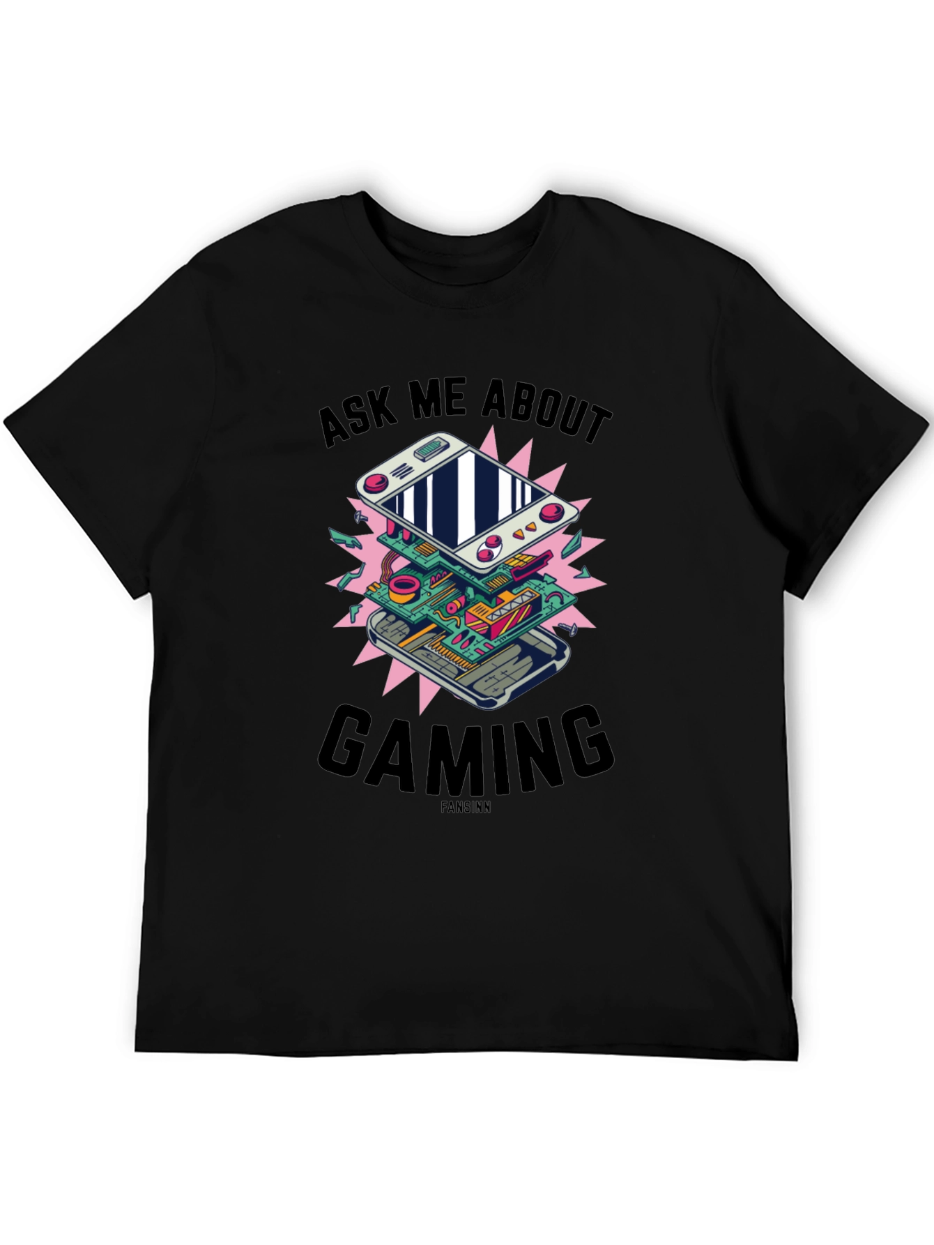 Black Ask Me About Gaming Graphic T-Shirt view 5