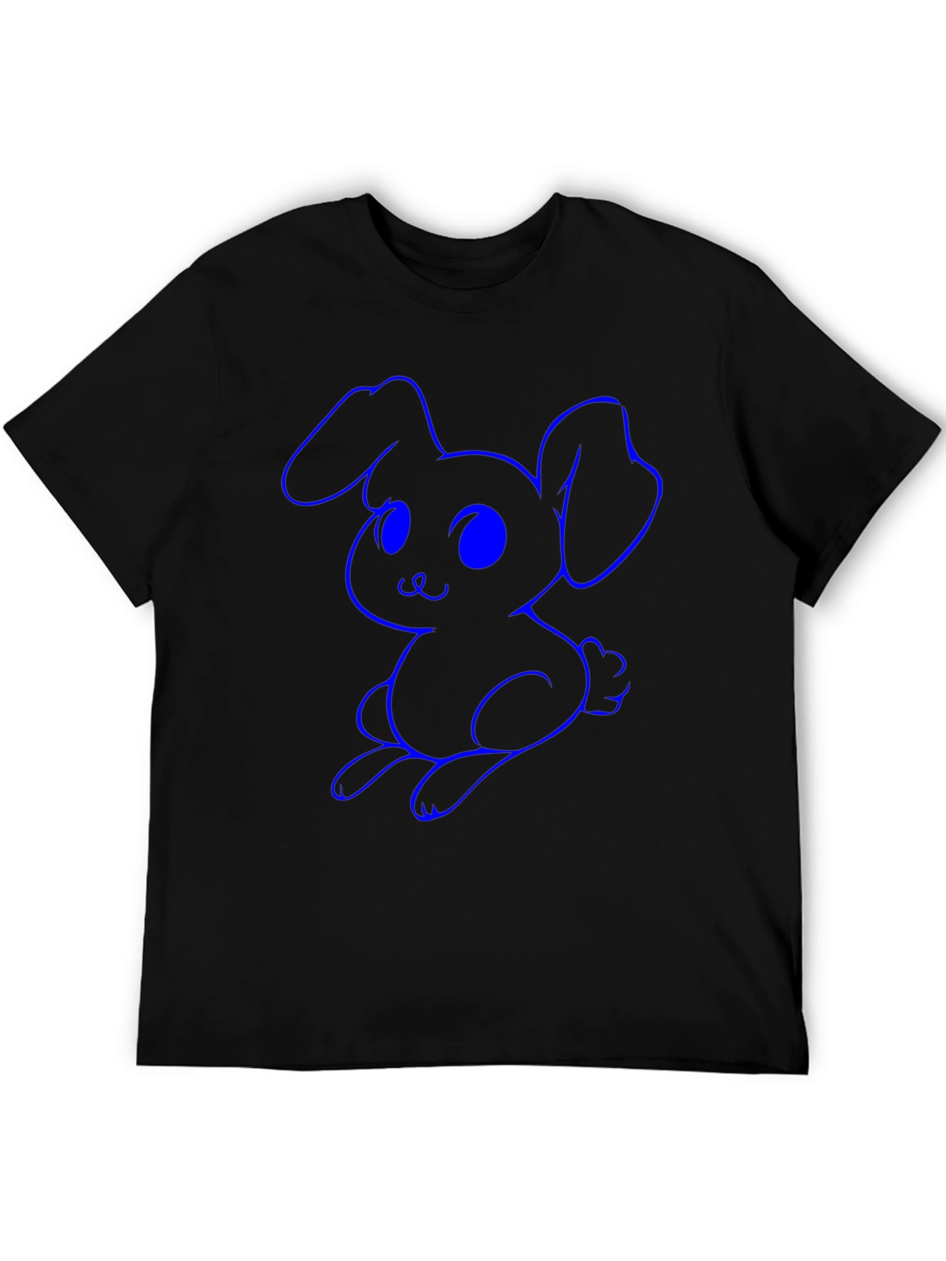 Black Cute Bunny Graphic Tee - Black Cotton Shirt view 5
