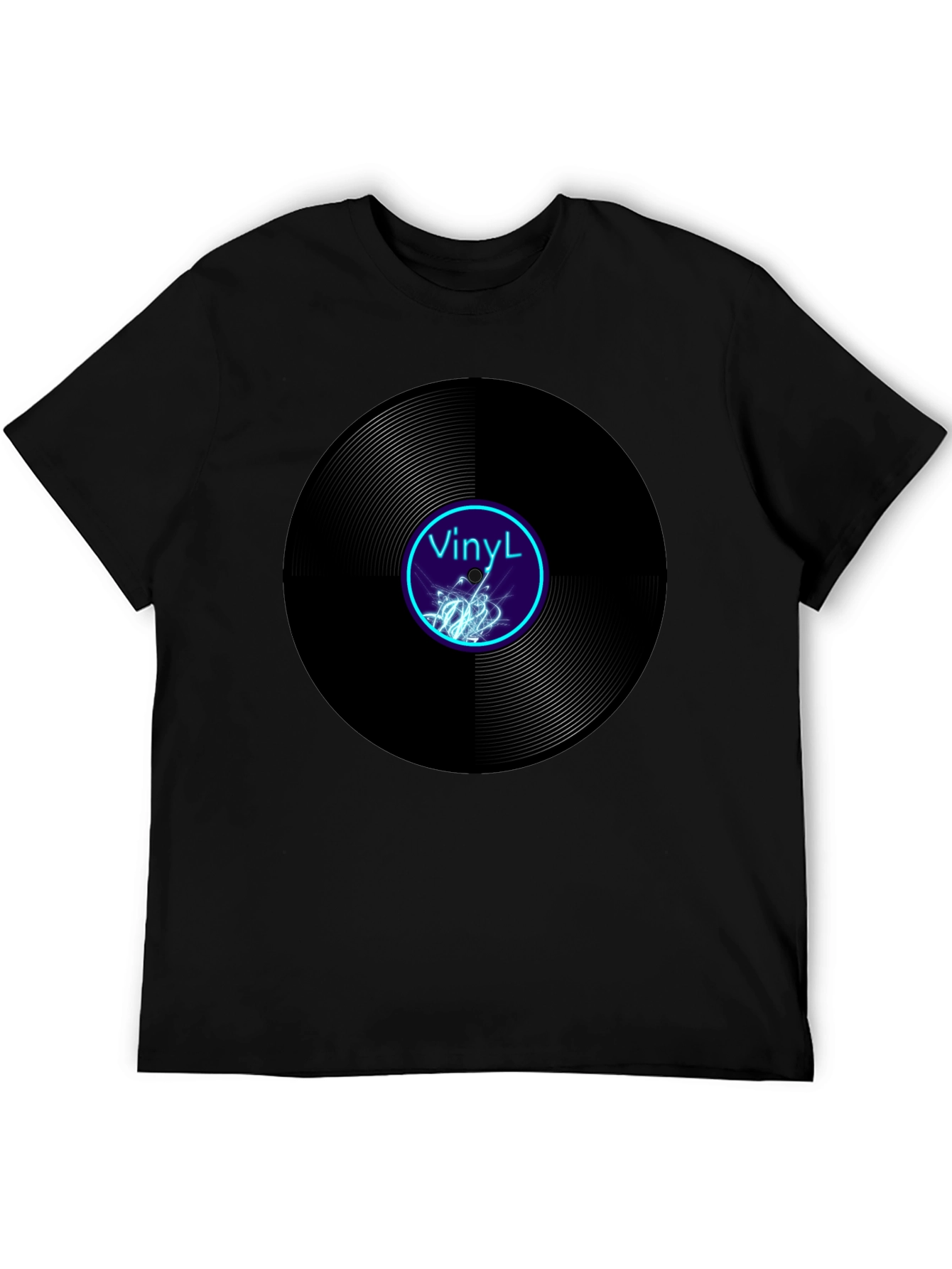 Black Vinyl Record Graphic Tee - Cool Music Lover T-Shirt view 5