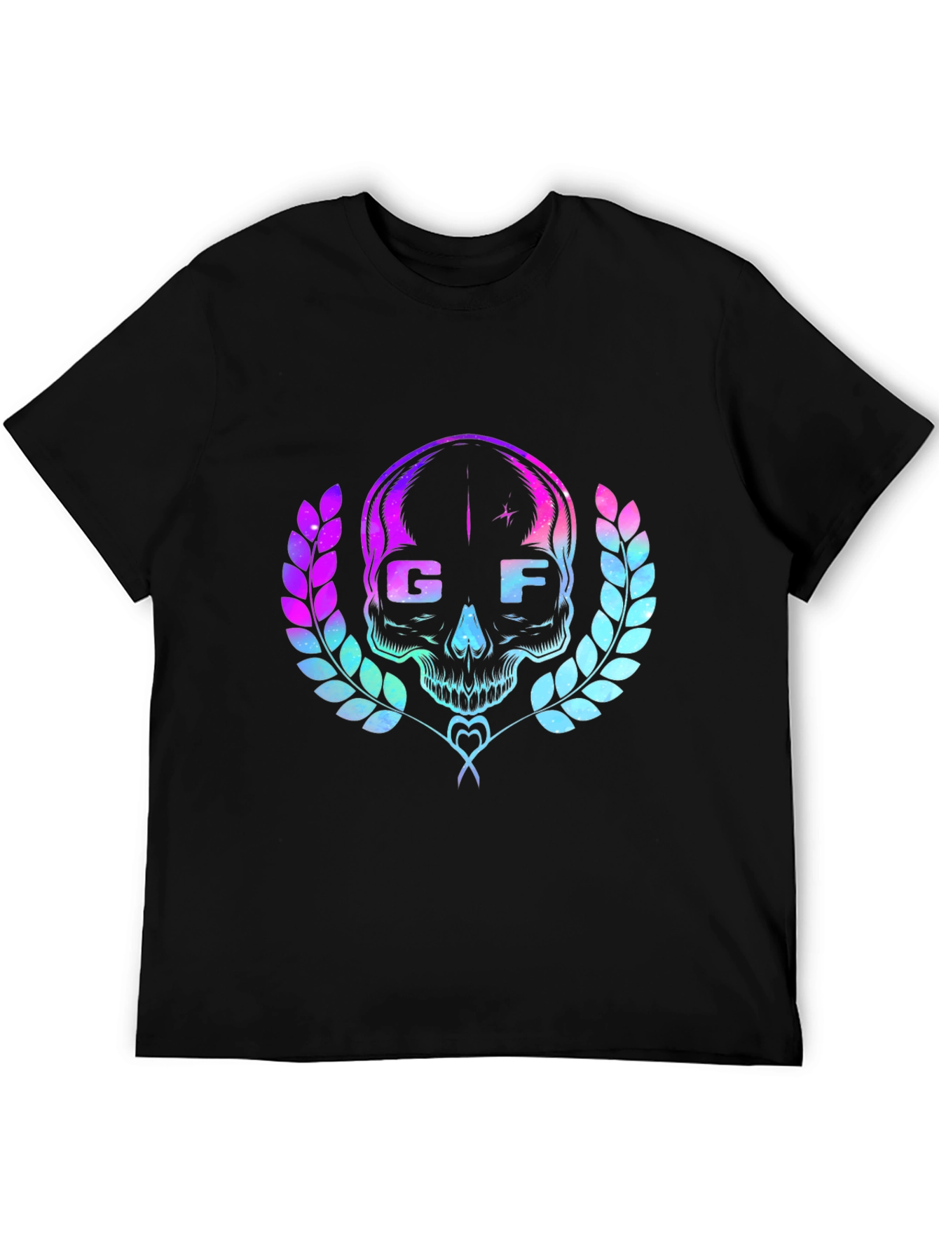 Black GF Skull Graphic Tee - Cool Retro Design view 5