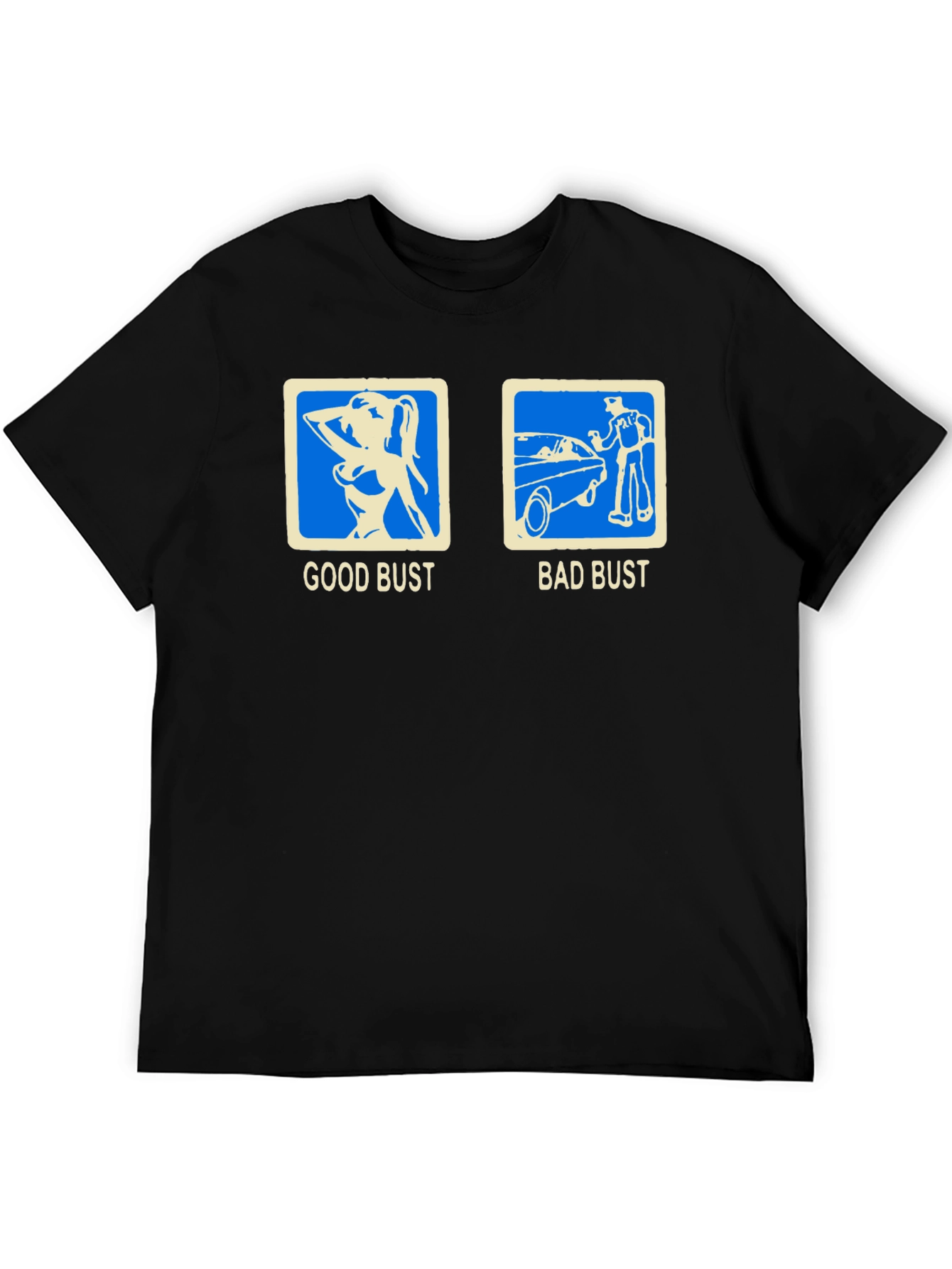 Black Funny "Good Bust Bad Bust" Graphic T-Shirt view 5