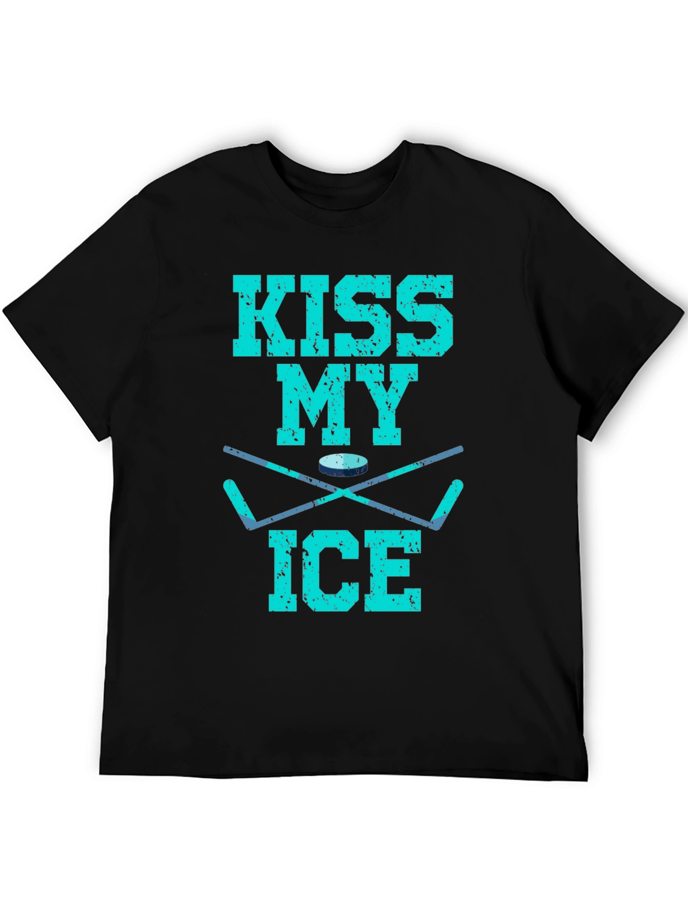 Black Kiss My Ice Hockey T-Shirt - Funny Hockey Gift view 5