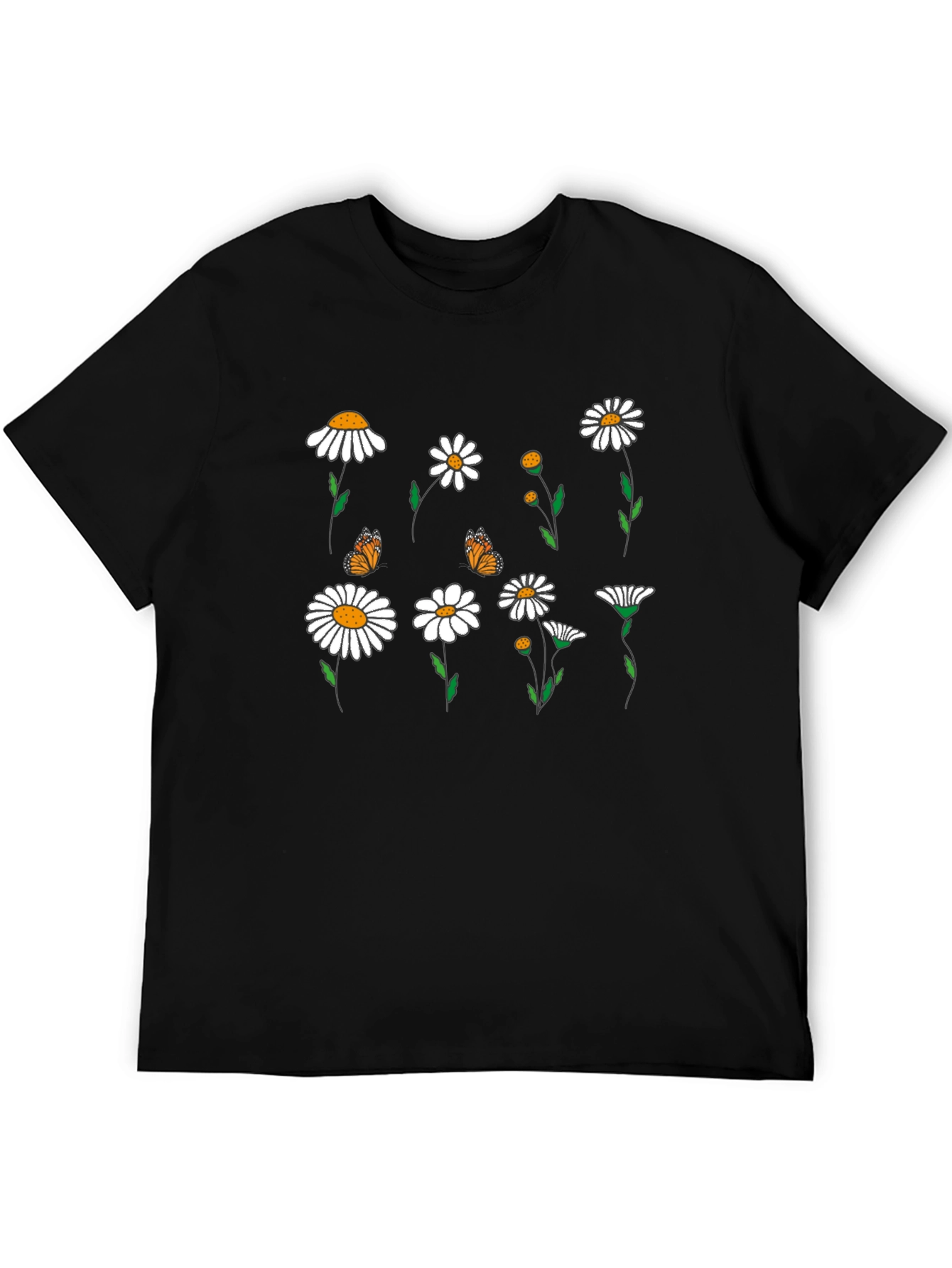 Black Floral Butterfly Graphic Tee - Black Casual T-Shirt view 5