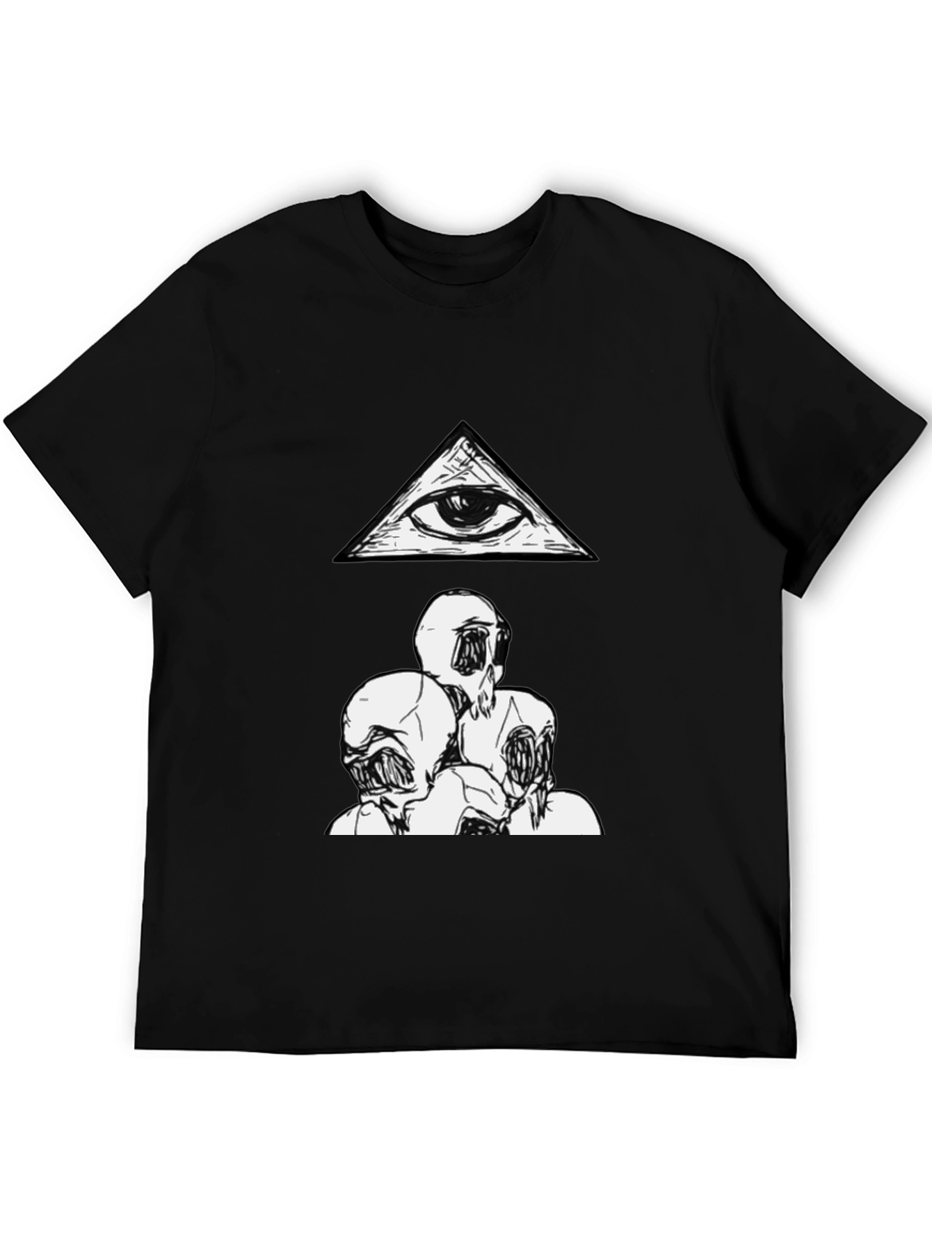 Black Eye Pyramid & Monster Faces Graphic Tee - Black Cotton view 5