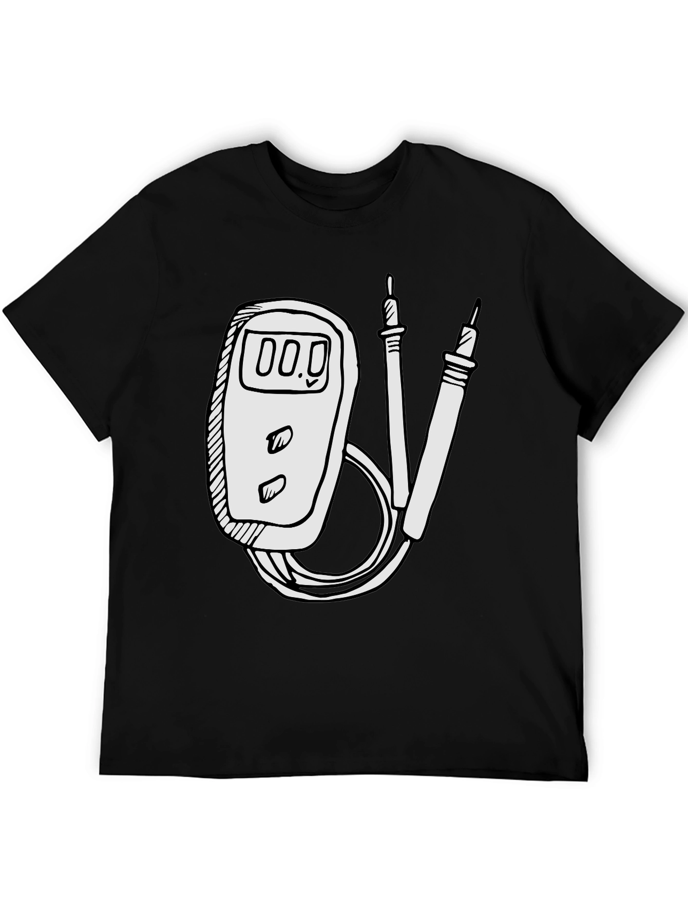 Black Electrician Humor Tee: Multimeter Graphic T-Shirt view 5