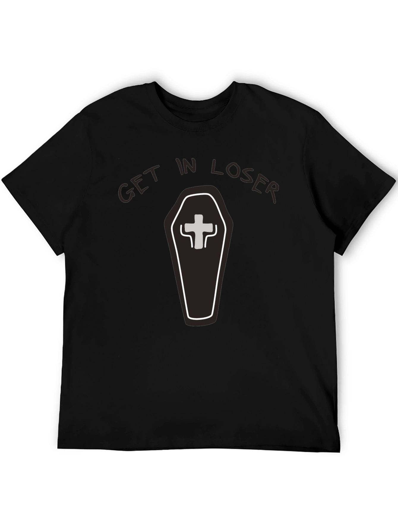 Black Get in Loser Coffin T-Shirt - Funny Graphic Tee view 5