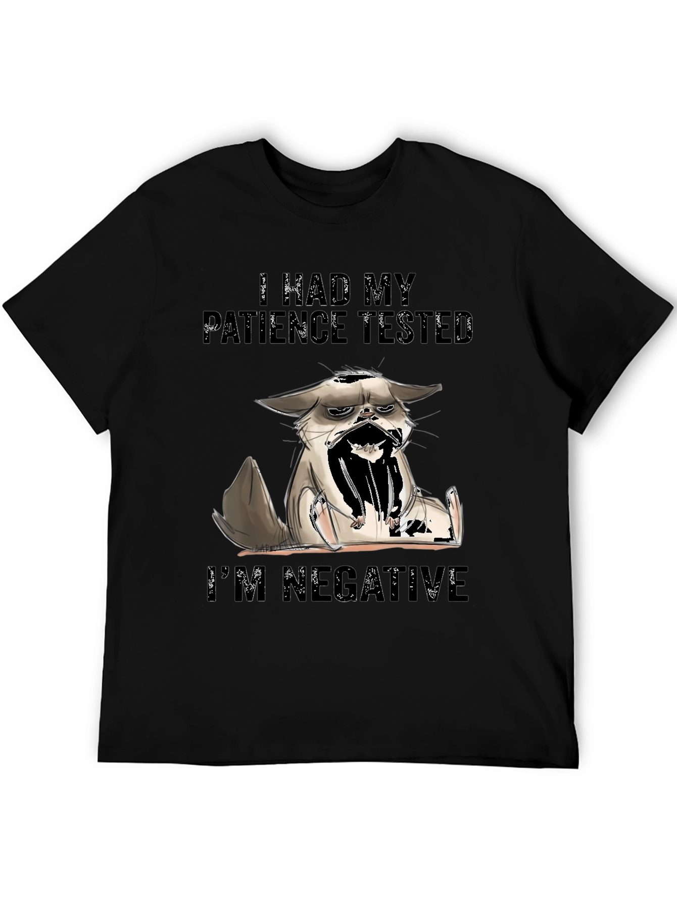 Black Patience Tested Cat Graphic T-Shirt view 5