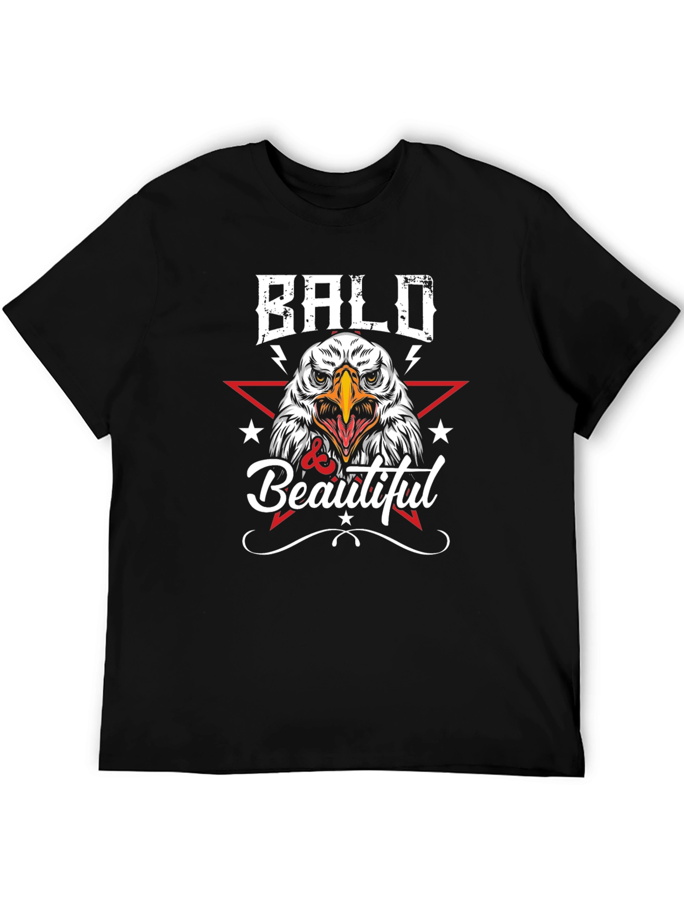 Black Bald & Beautiful Eagle Graphic T-Shirt view 5