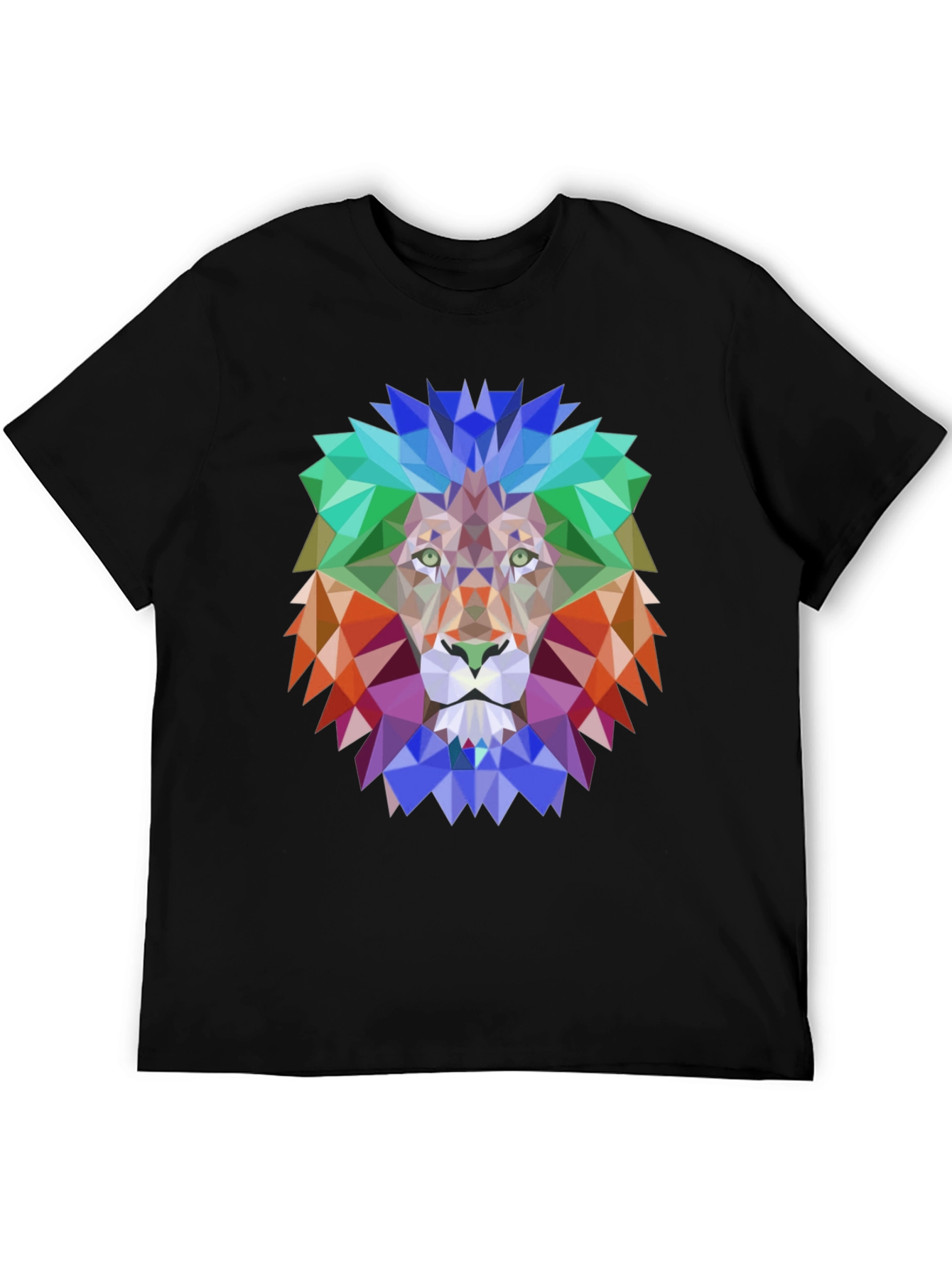 Black Geometric Lion Graphic Tee - Bold Design, Black Shirt view 5
