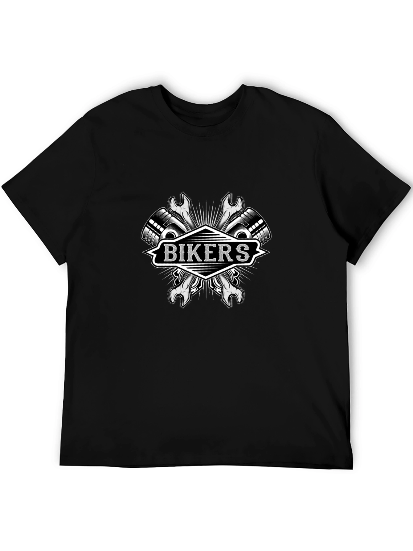 Black Bikers T-Shirt - Mechanic Style Graphic Tee view 5