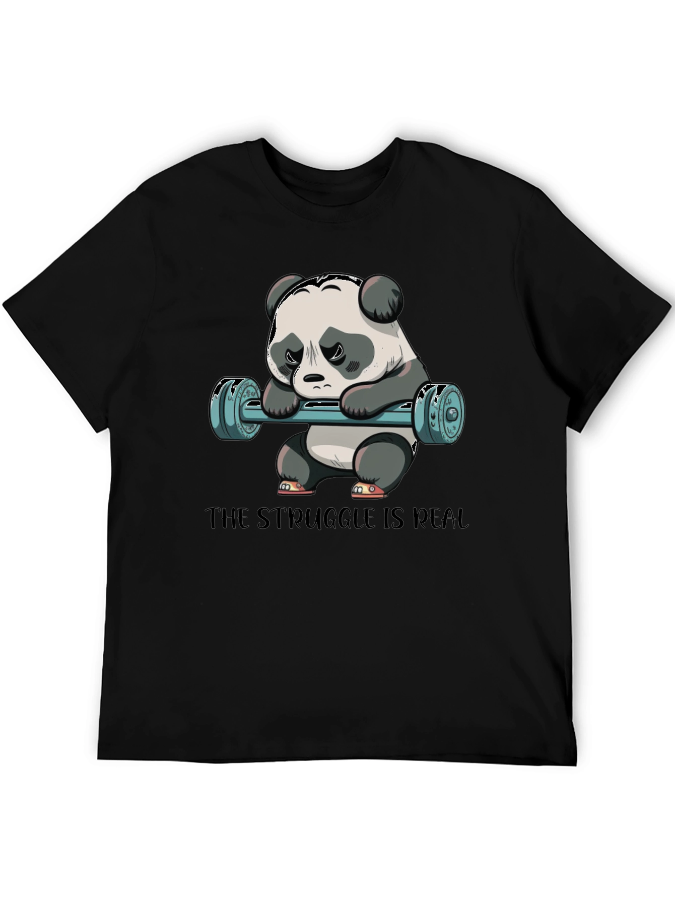 Black Struggle is Real Panda Workout T-Shirt view 5