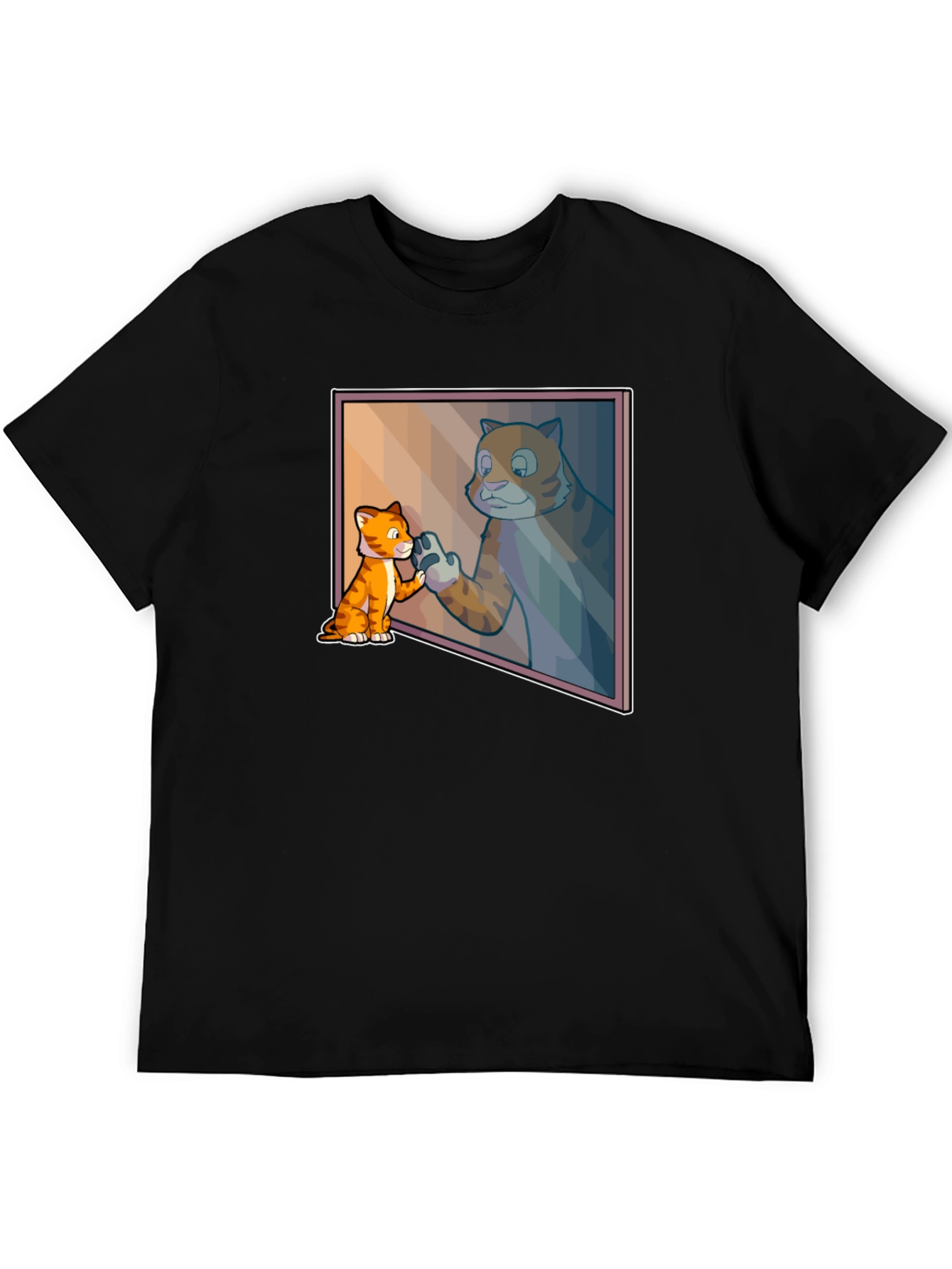 Black Cat Mirror Image Graphic Tee - Funny Animal T-Shirt view 5