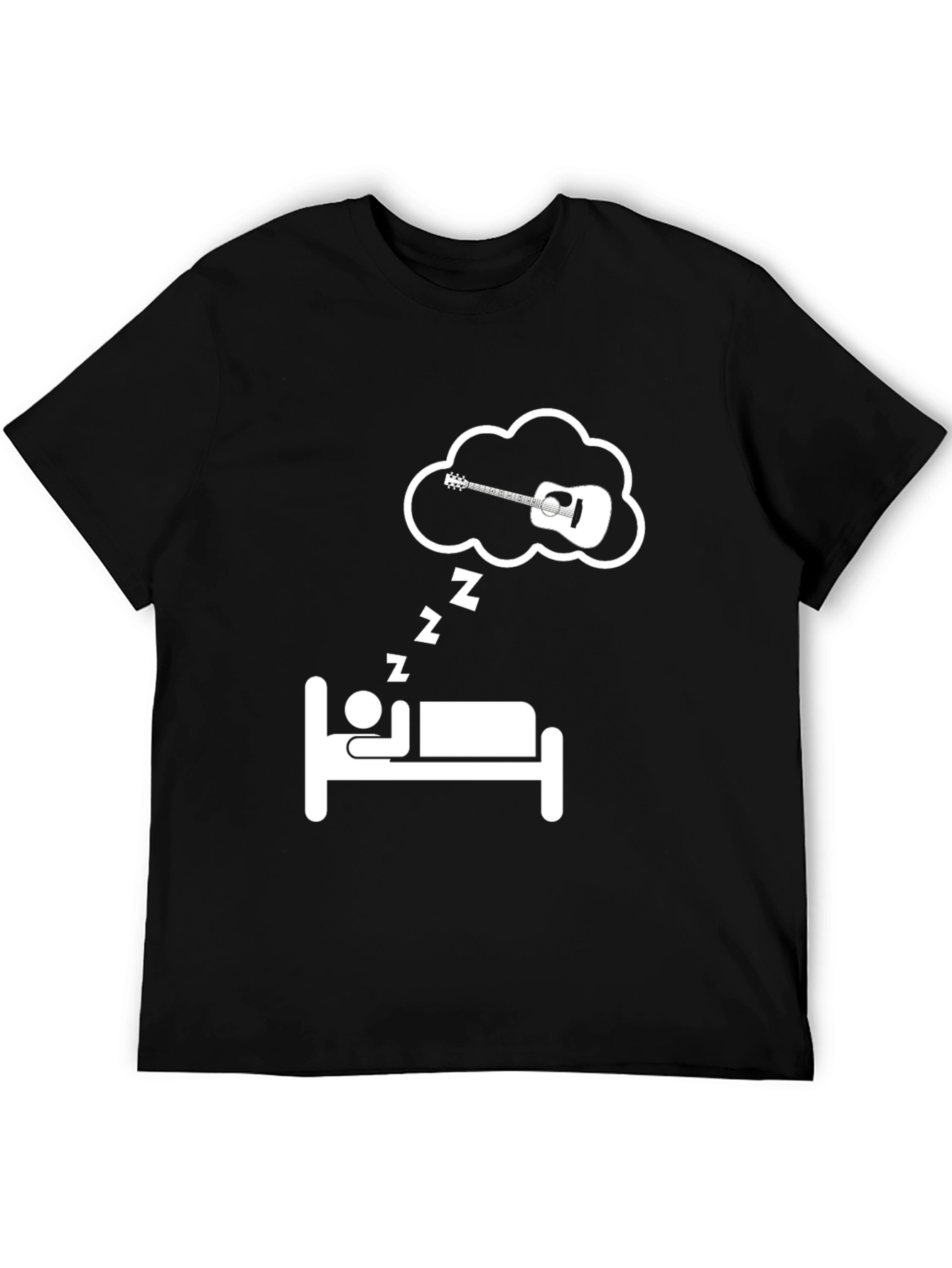 Black Guitar Dreamer T-Shirt - Music Lover Sleep Tee view 5