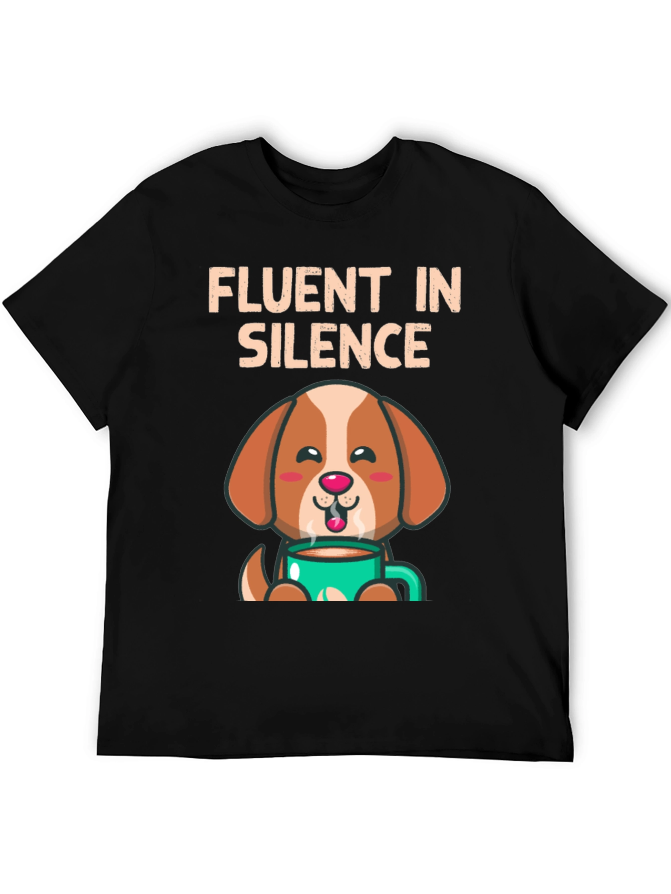 Black Fluent In Silence Coffee Dog Graphic Tee view 5