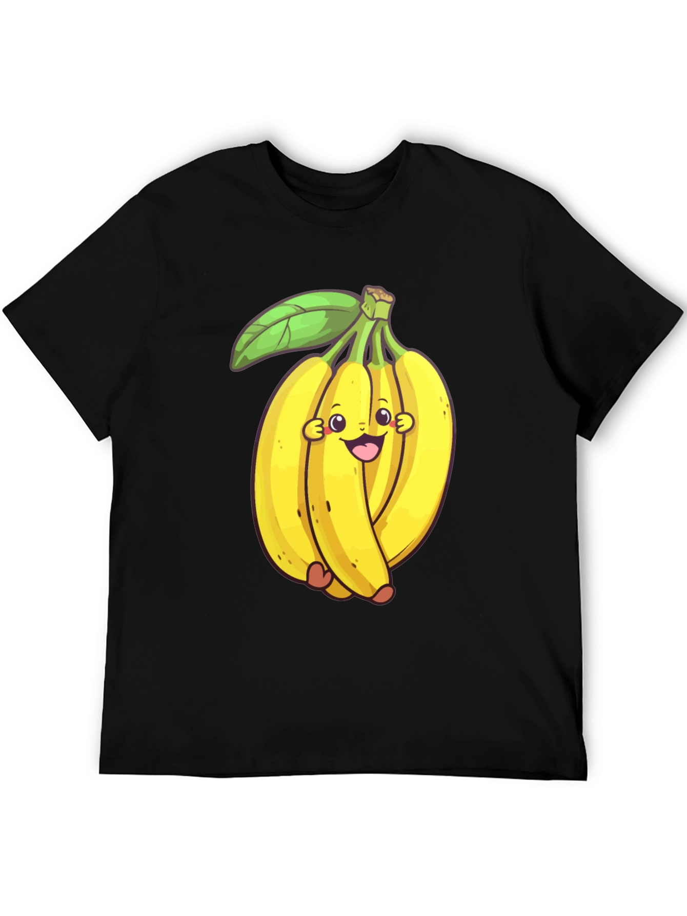Black Funny Banana Cartoon Black T-Shirt view 5