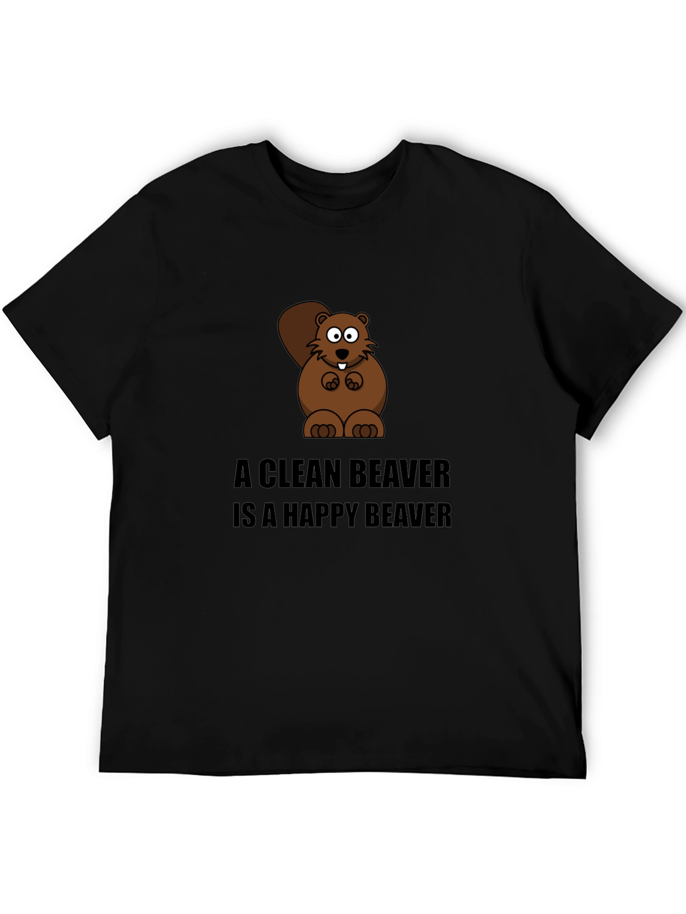 Black A Clean Beaver T-Shirt - Funny Cartoon Tee view 5