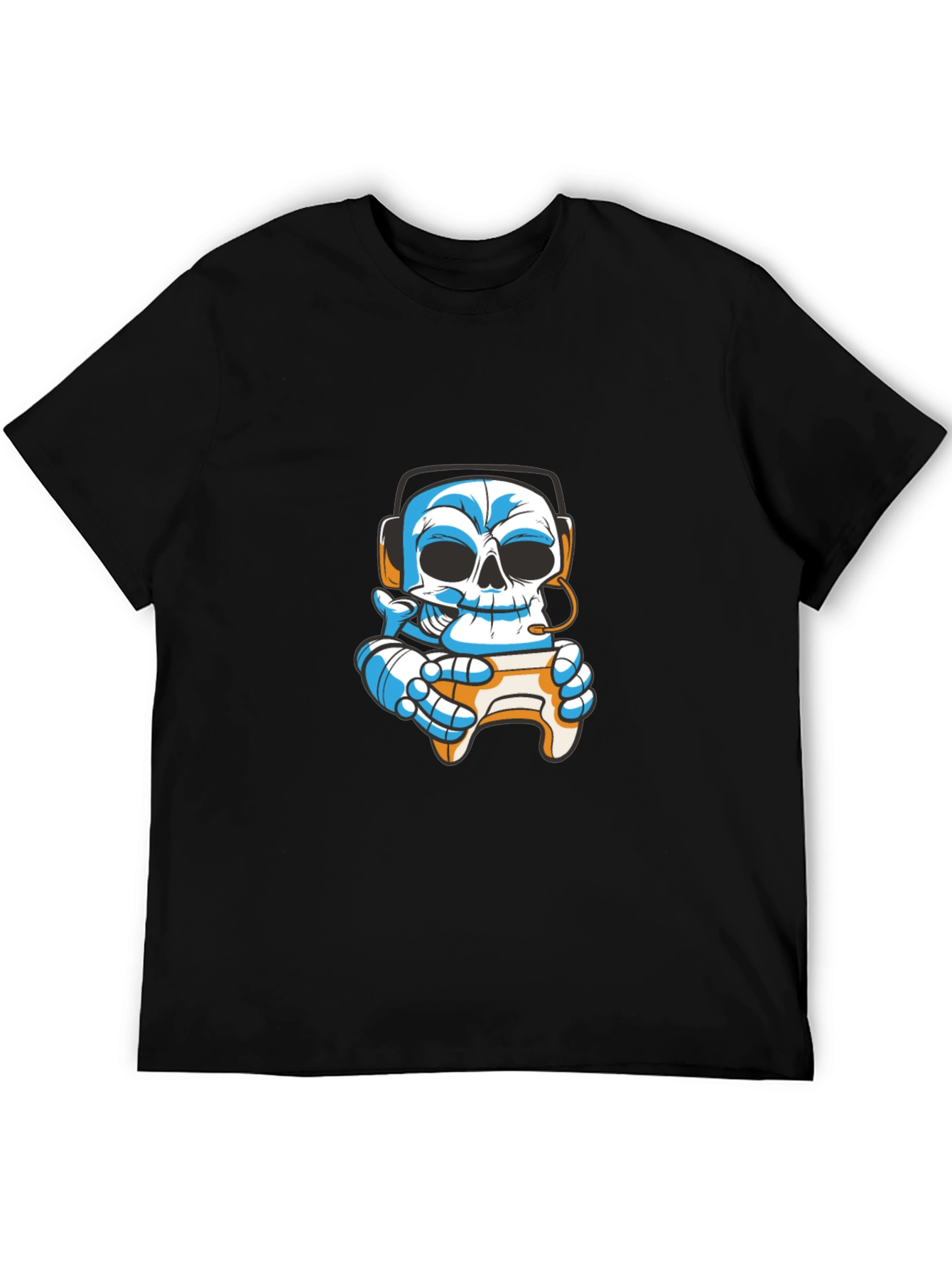 Black Gamer Skull T-Shirt - Black Cotton Graphic Tee view 5