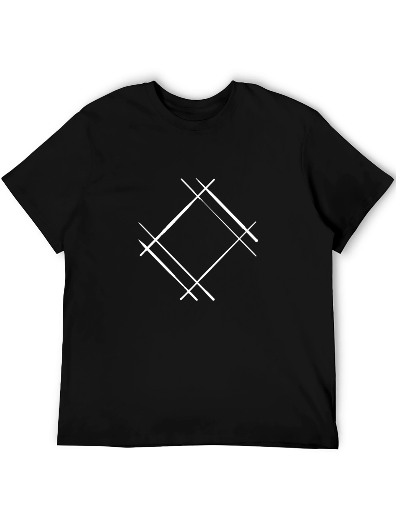 Black Modern Geometric Graphic Tee - Black view 5