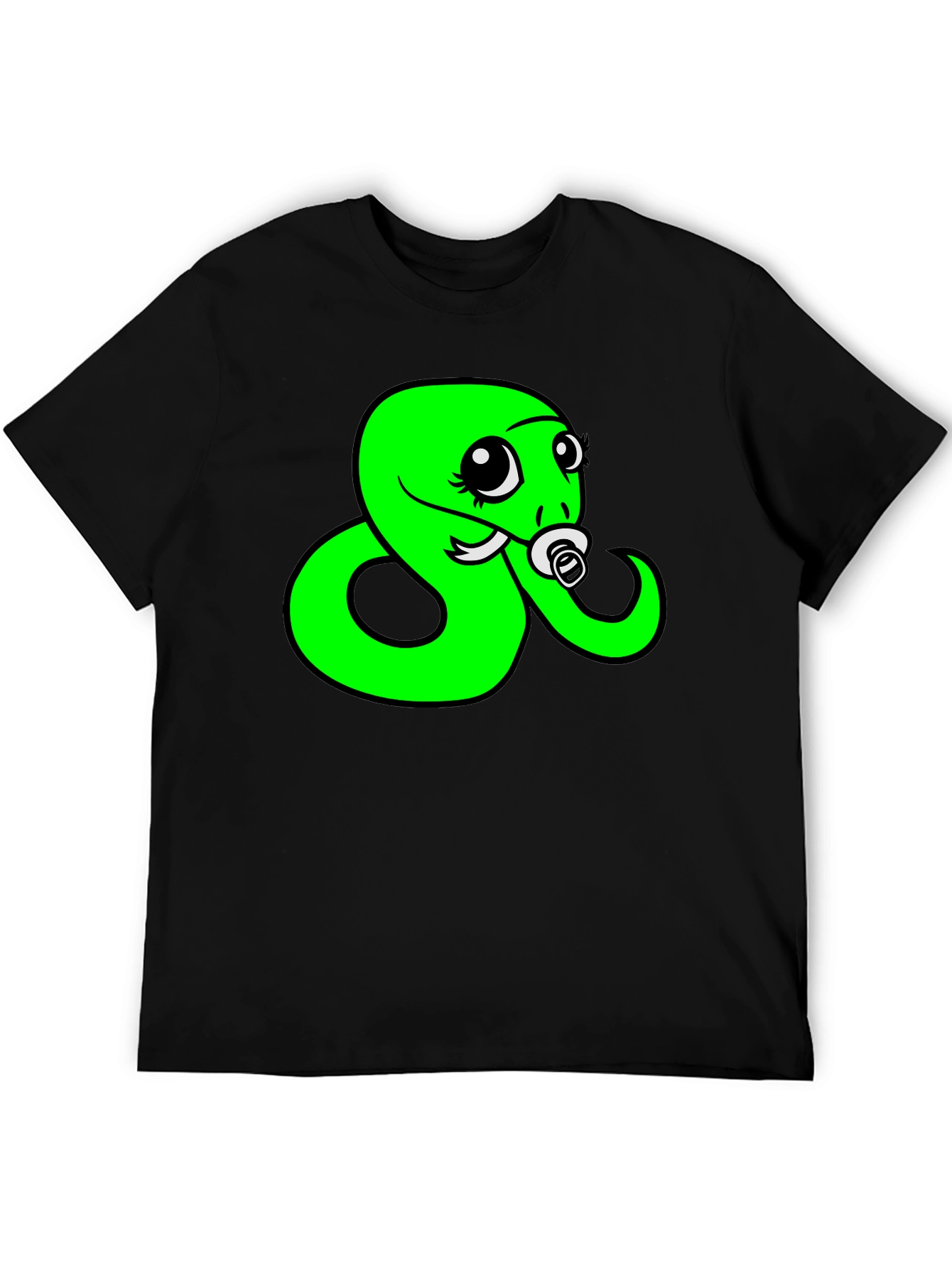 Black Funny Snake Pacifier Graphic Tee - Black view 5