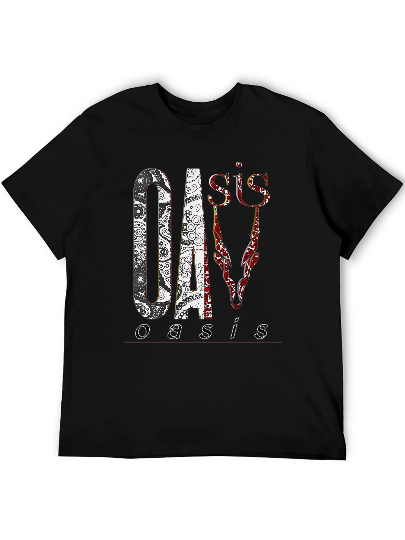 Black Oasis Band Graphic Print Black T-Shirt view 5