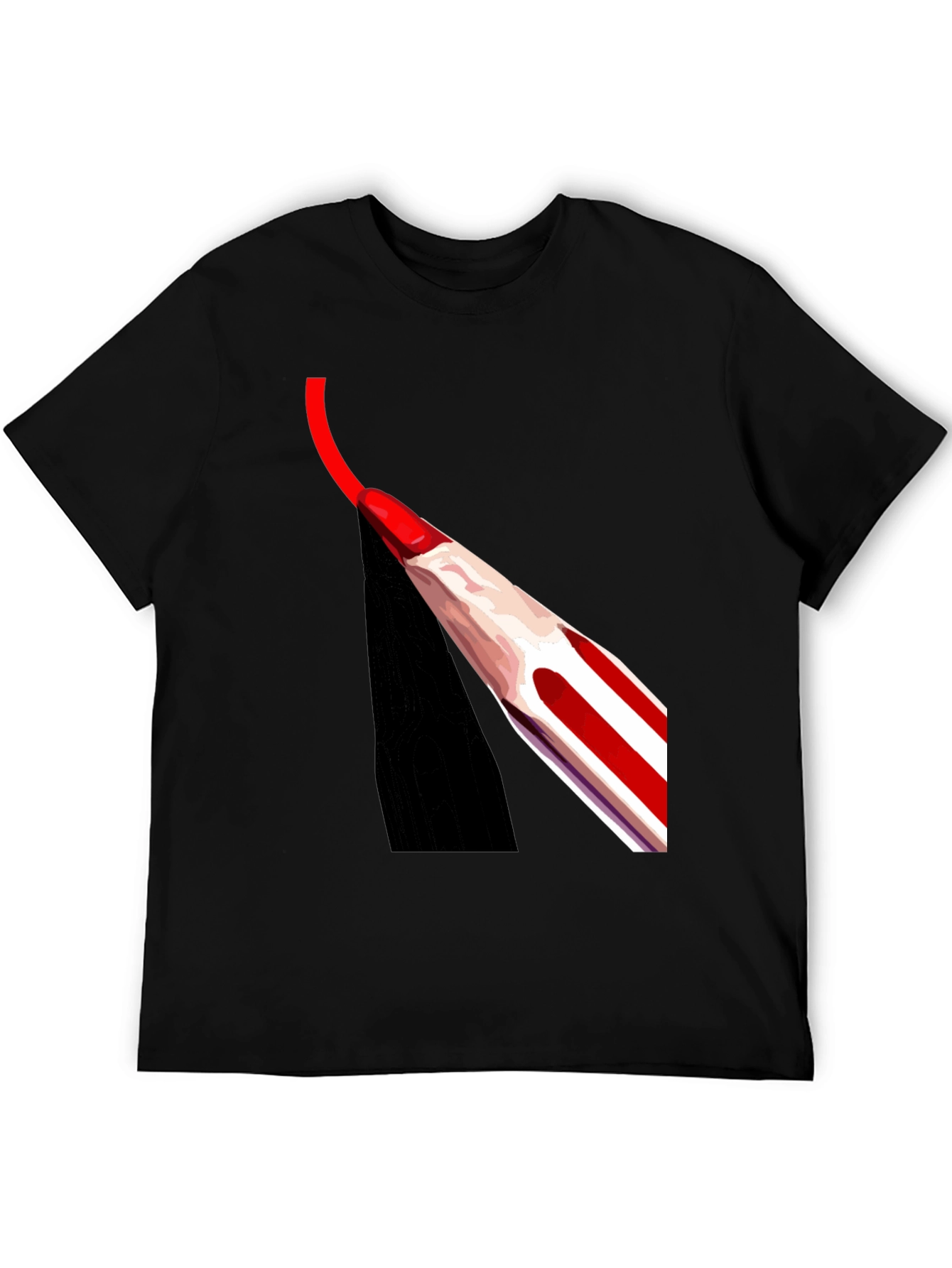 Black Red Pencil Art Black T-Shirt view 5