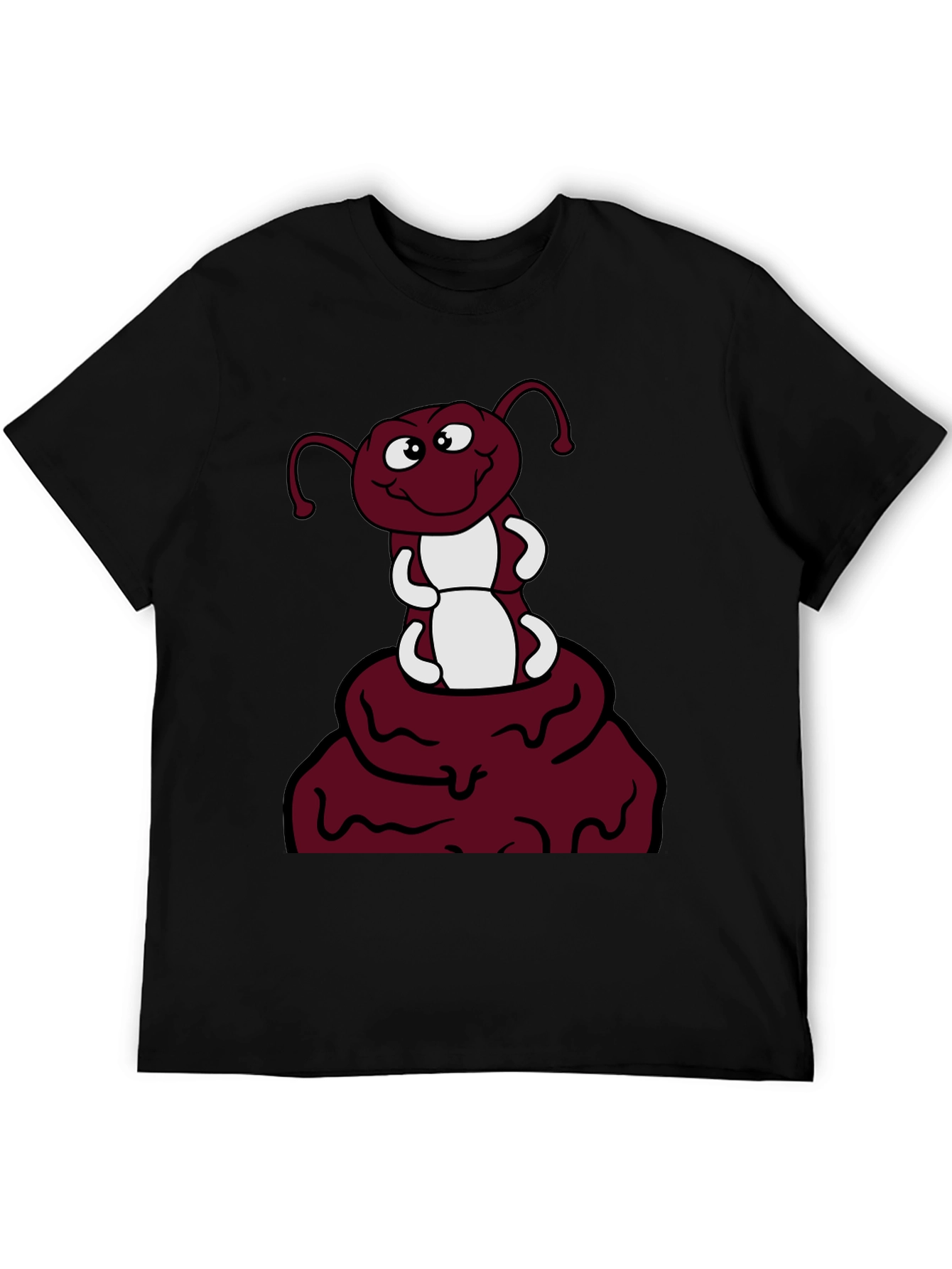 Black Funny Ant Cartoon Graphic Print Tee view 5