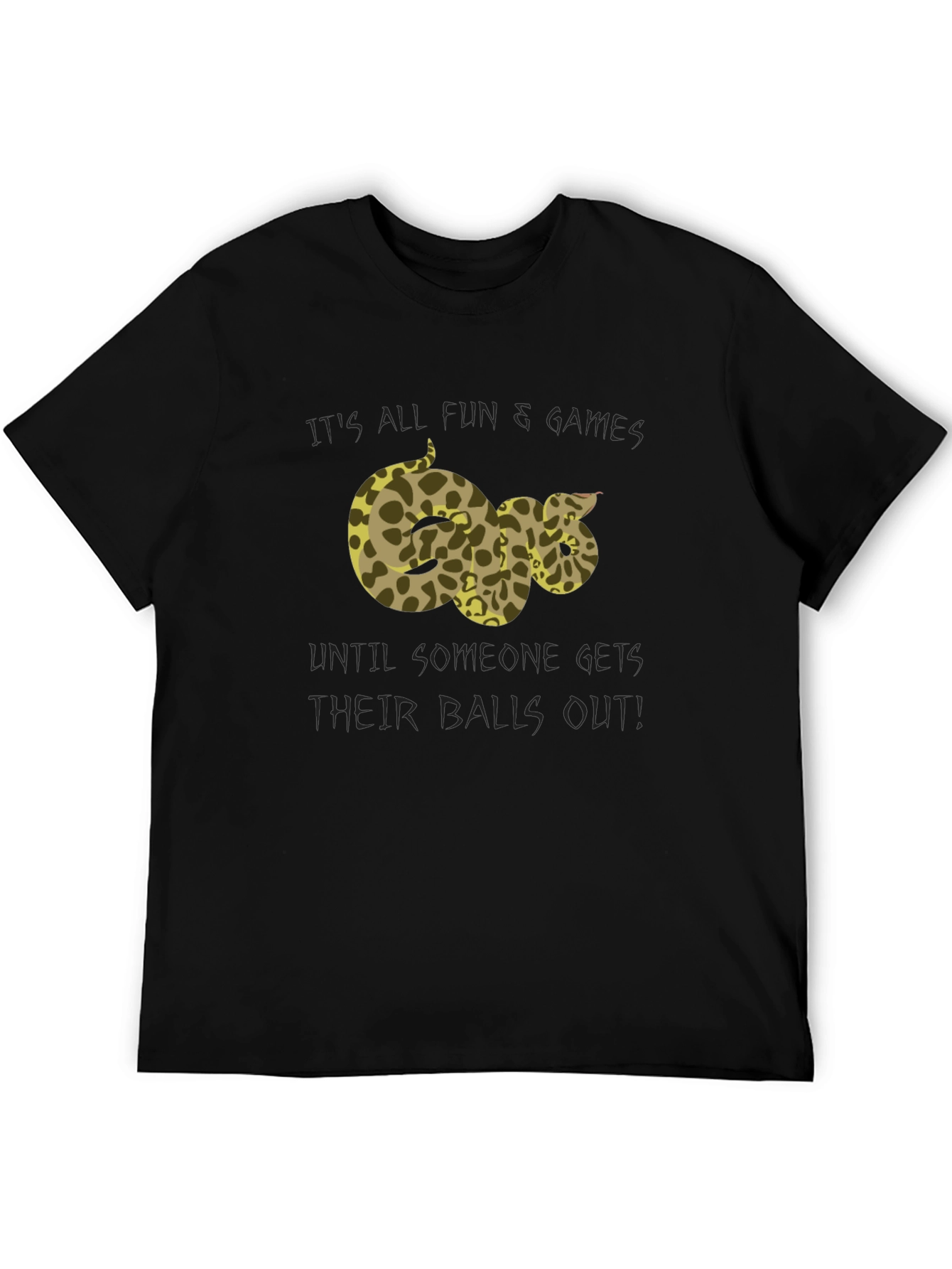 Black Funny Snake T-Shirt - It's All Fun & Games view 5