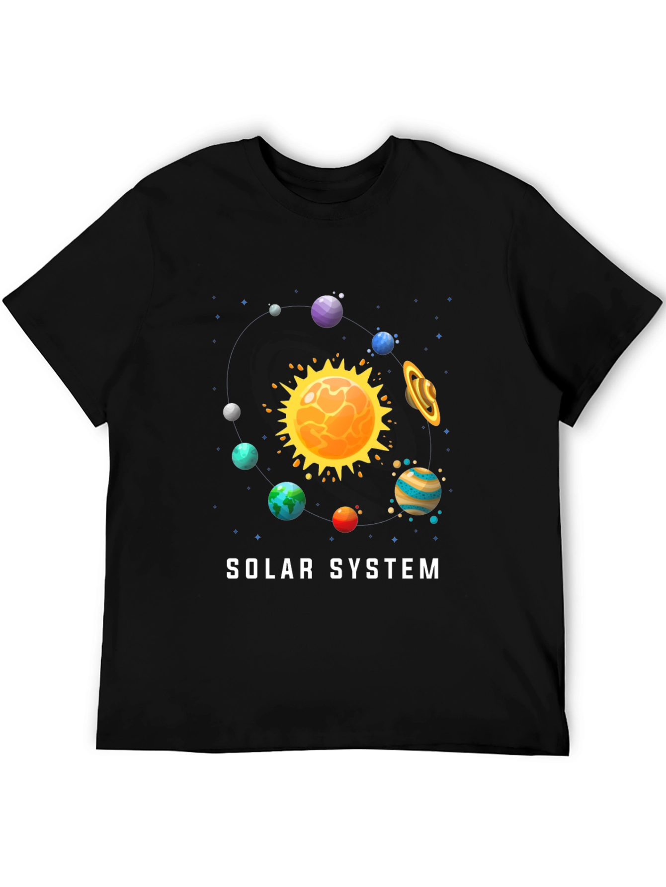 Black Solar System Graphic Print Black T-Shirt view 5